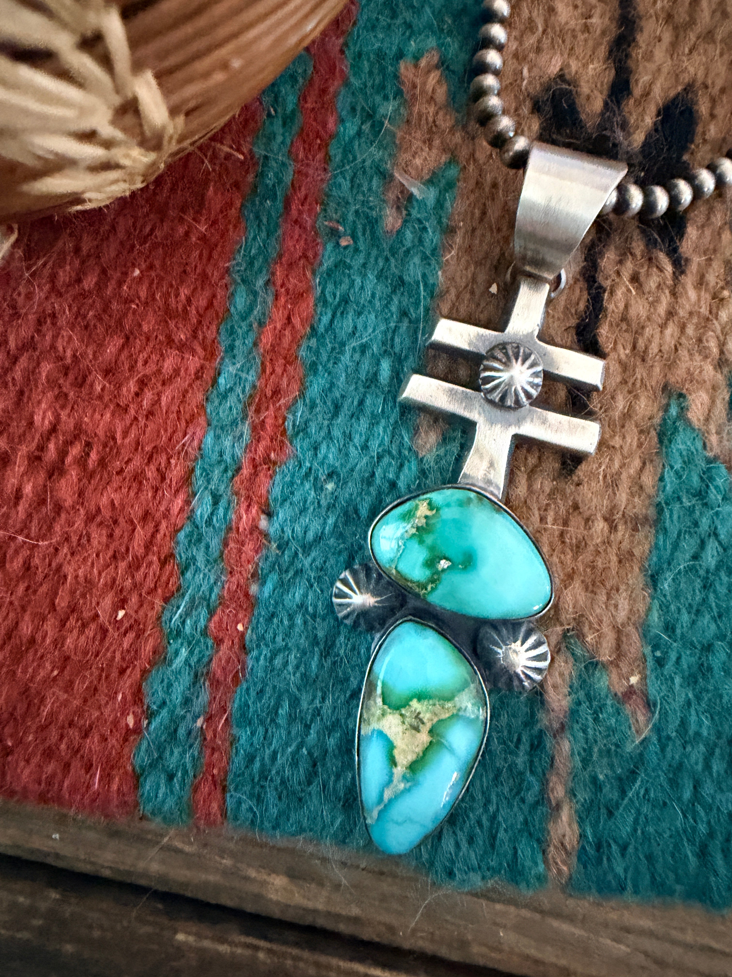 Handcrafted Sterling Silver & Sonoran Mountain Turquoise Pendant by Chimney Butte