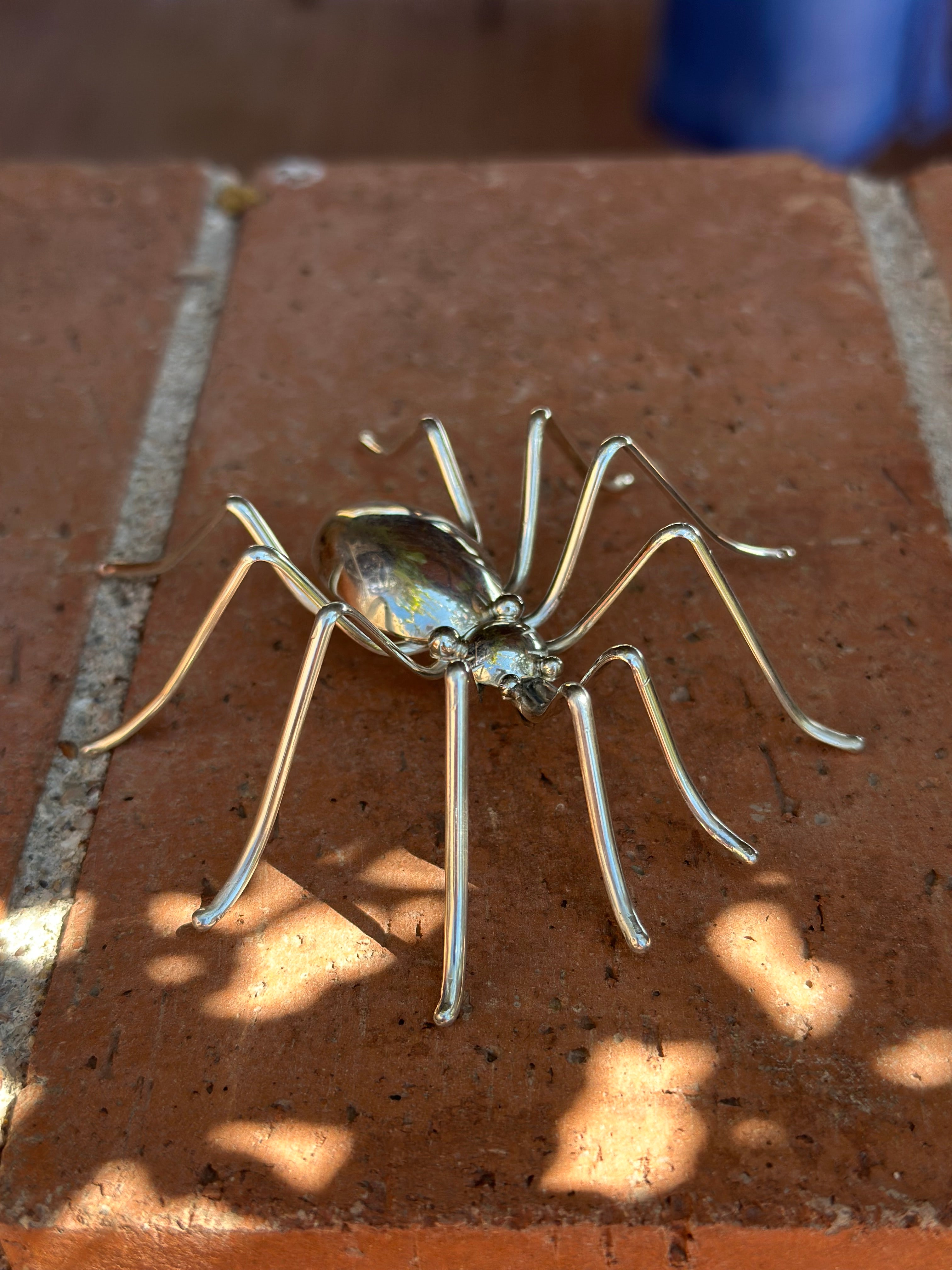 Handcrafted Sterling Silver Spider Brooch