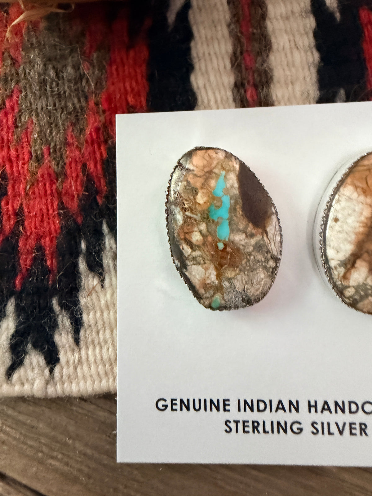 Handcrafted Ribbon Turquoise & Sterling Silver Post Earrings by Lorenzo Arviso Jr.