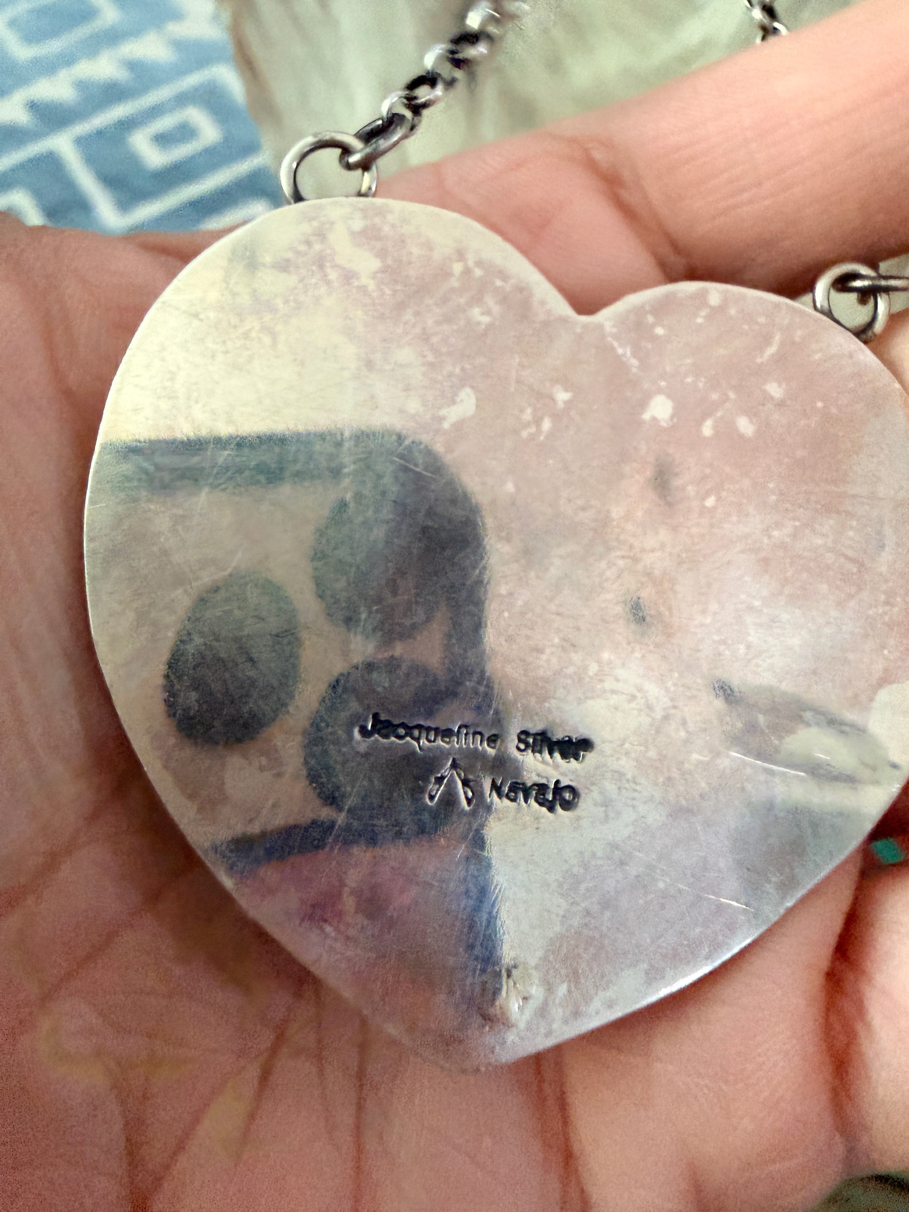 Handcrafted Turquoise & Sterling Silver Heart Necklace by Jacqueline Silver