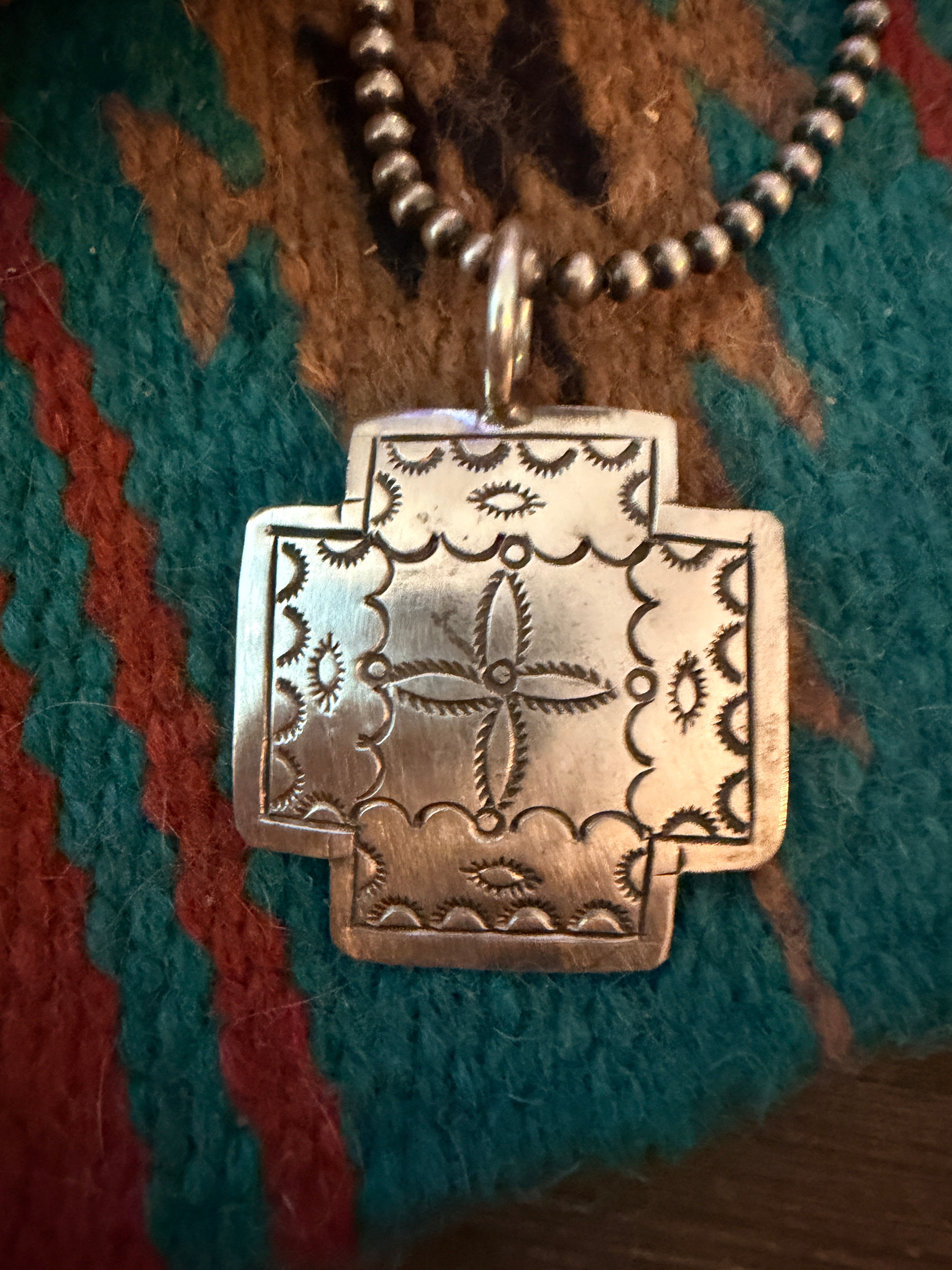 Handcrafted Sterling Silver Concho Cross Pendant