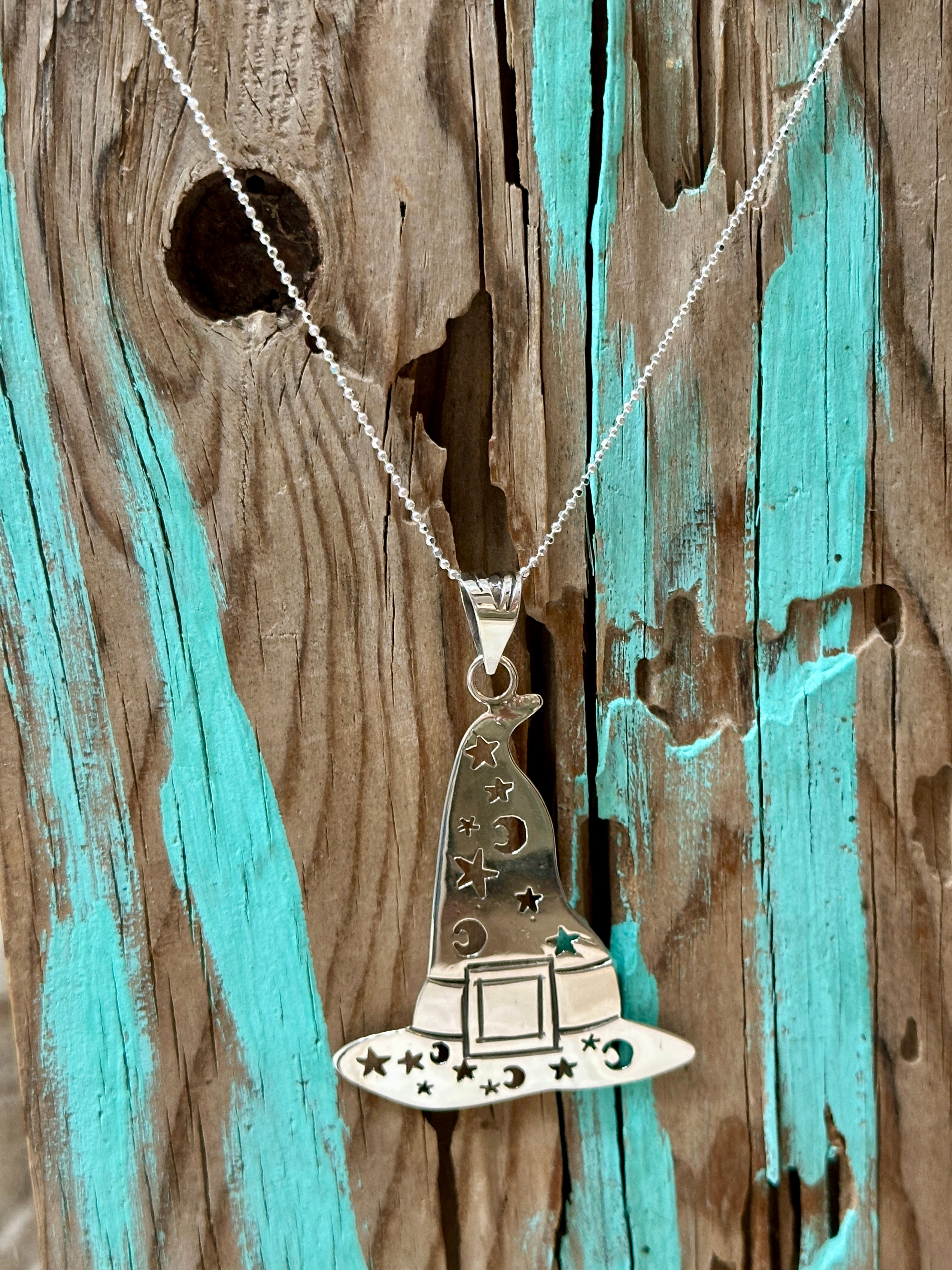 Witch or Wizard Hat Sterling Silver Necklace