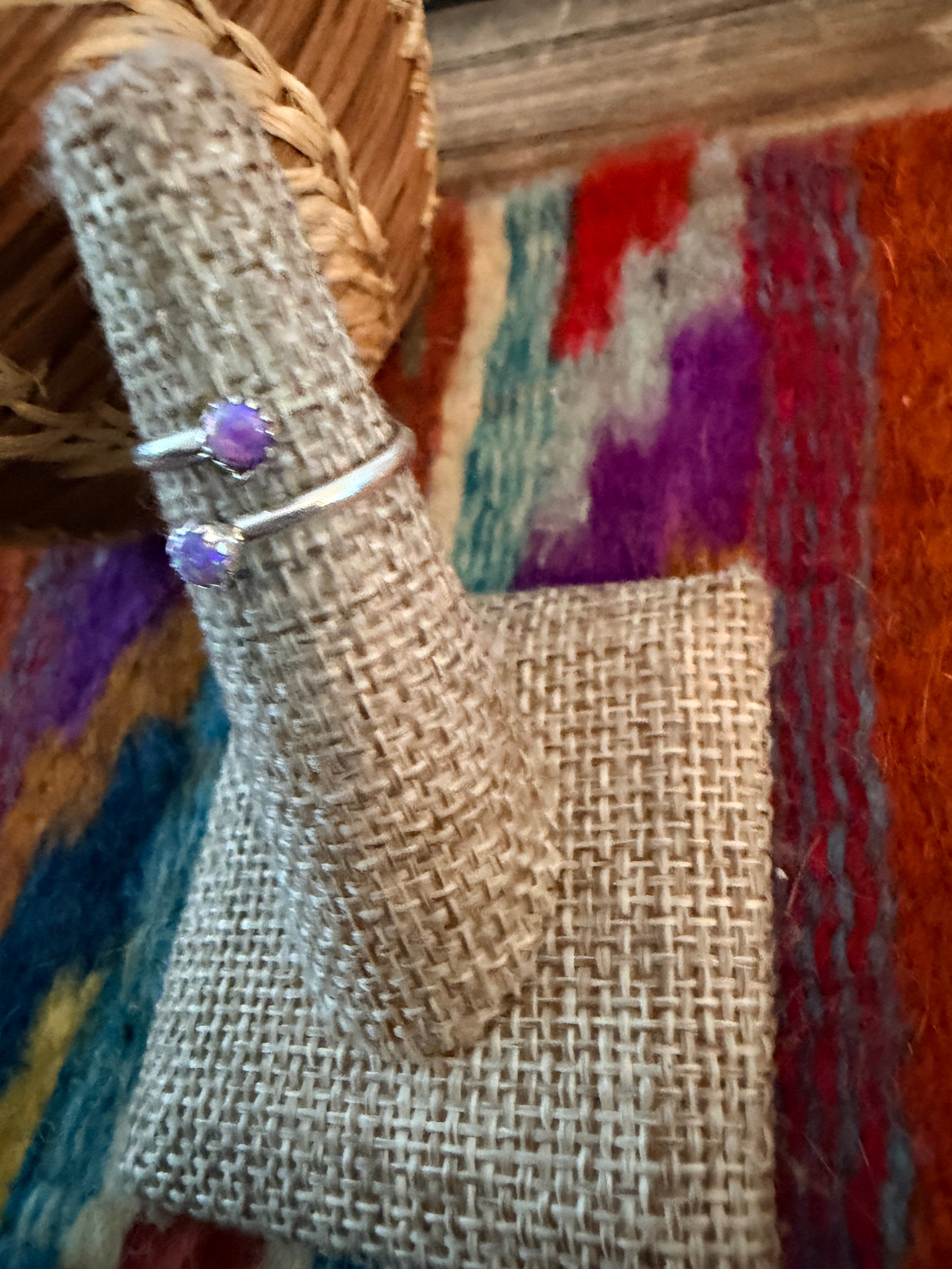 Handcrafted Purple Opal & Sterling Silver Adjustable Ring