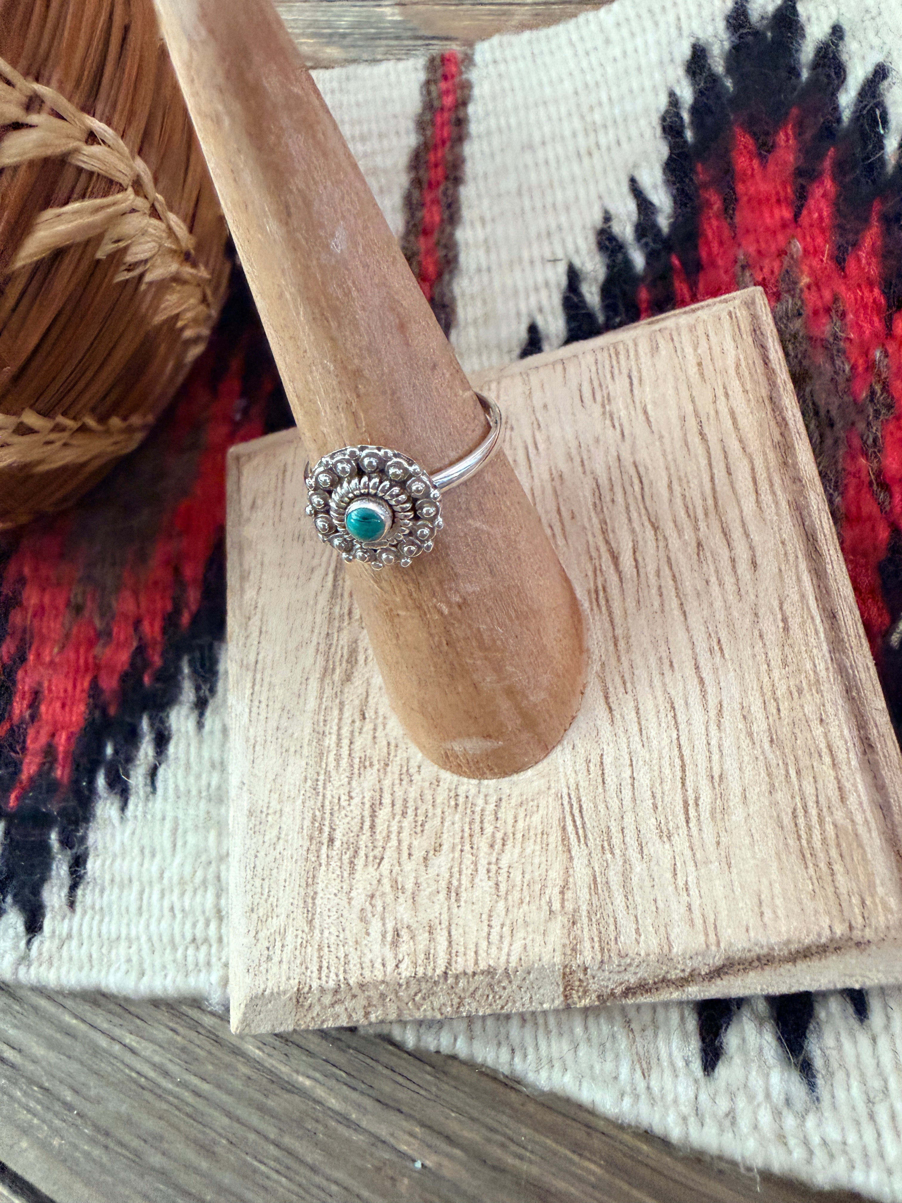 Handmade Sterling Silver & Malachite Adjustable Flower Ring