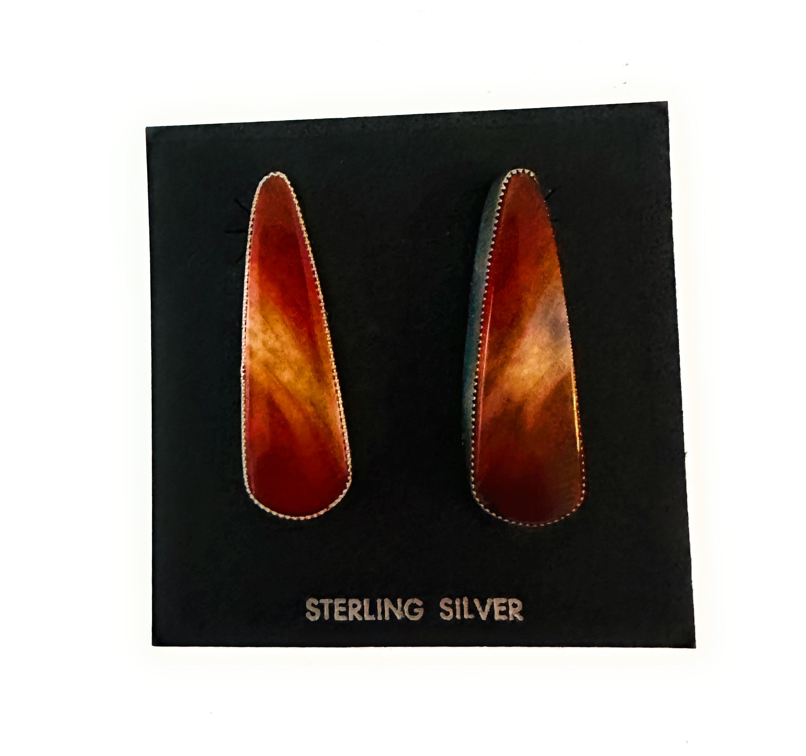 Navajo Jasper Sterling Silver Post Earrings Signed