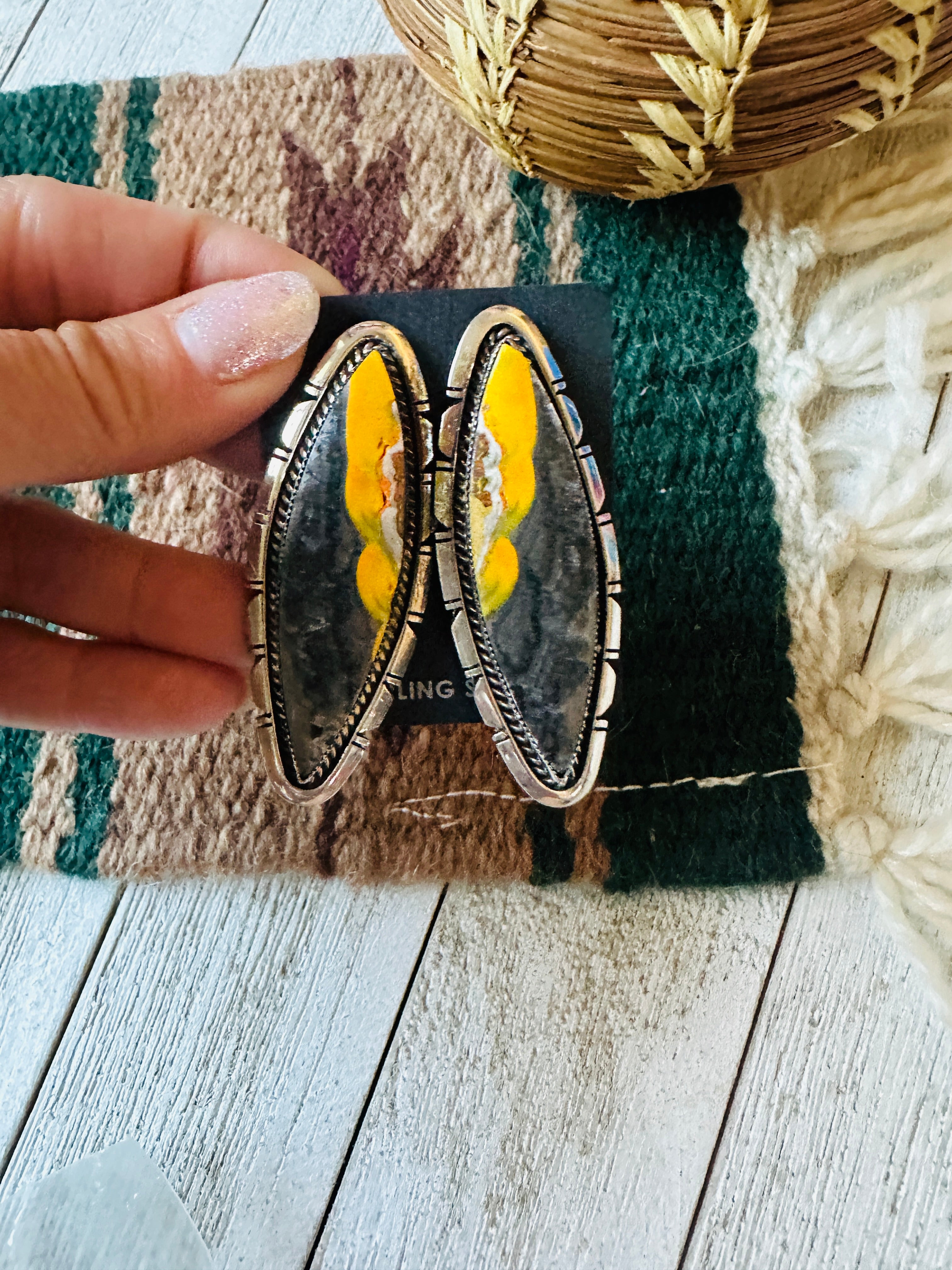 Navajo Bumblebee  & Sterling Silver Earrings by Wydell Billie