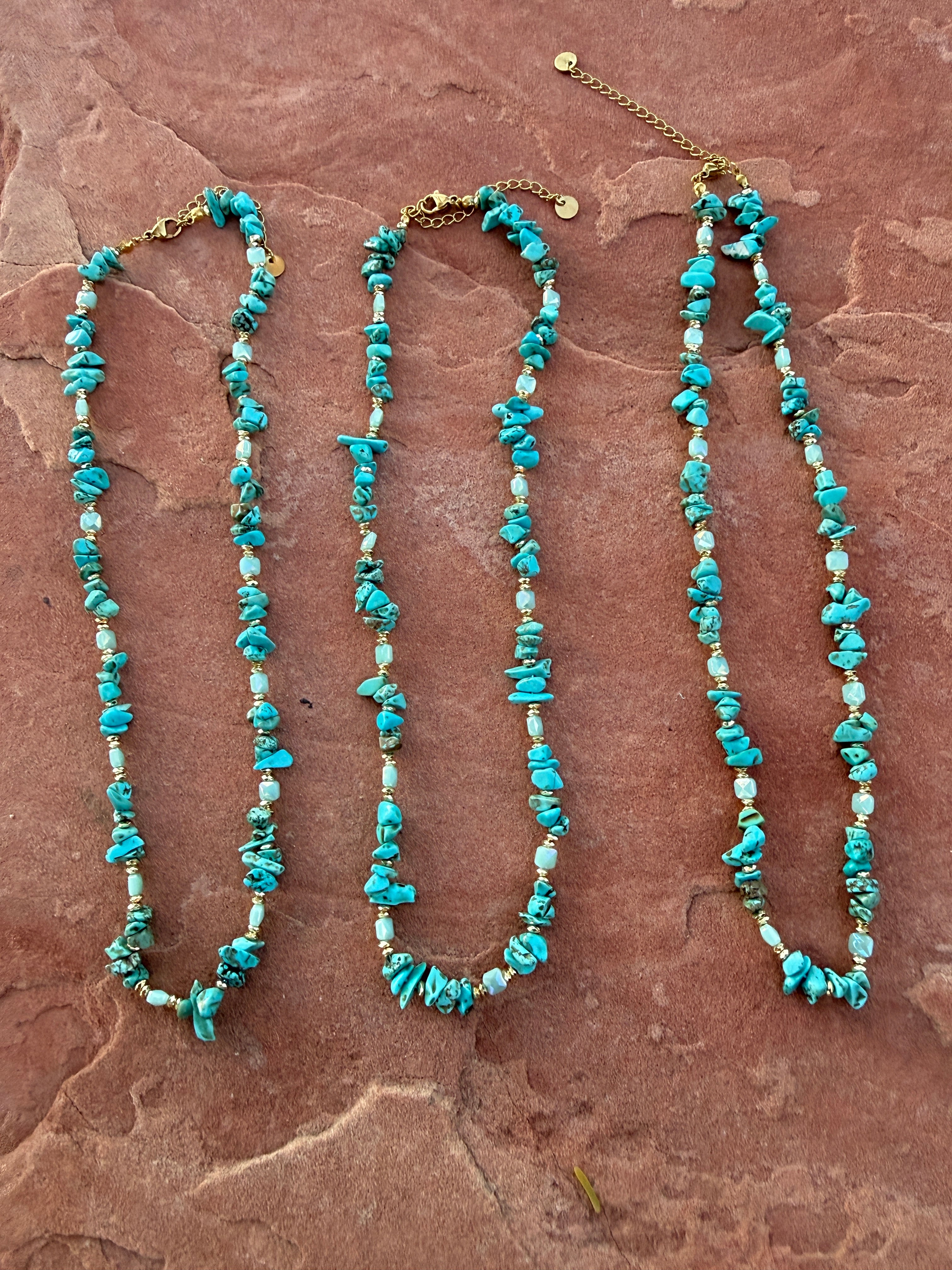 “The Golden Collection” Desert Darling Handmade Turquoise Beaded Gold Plated Beaded Necklace