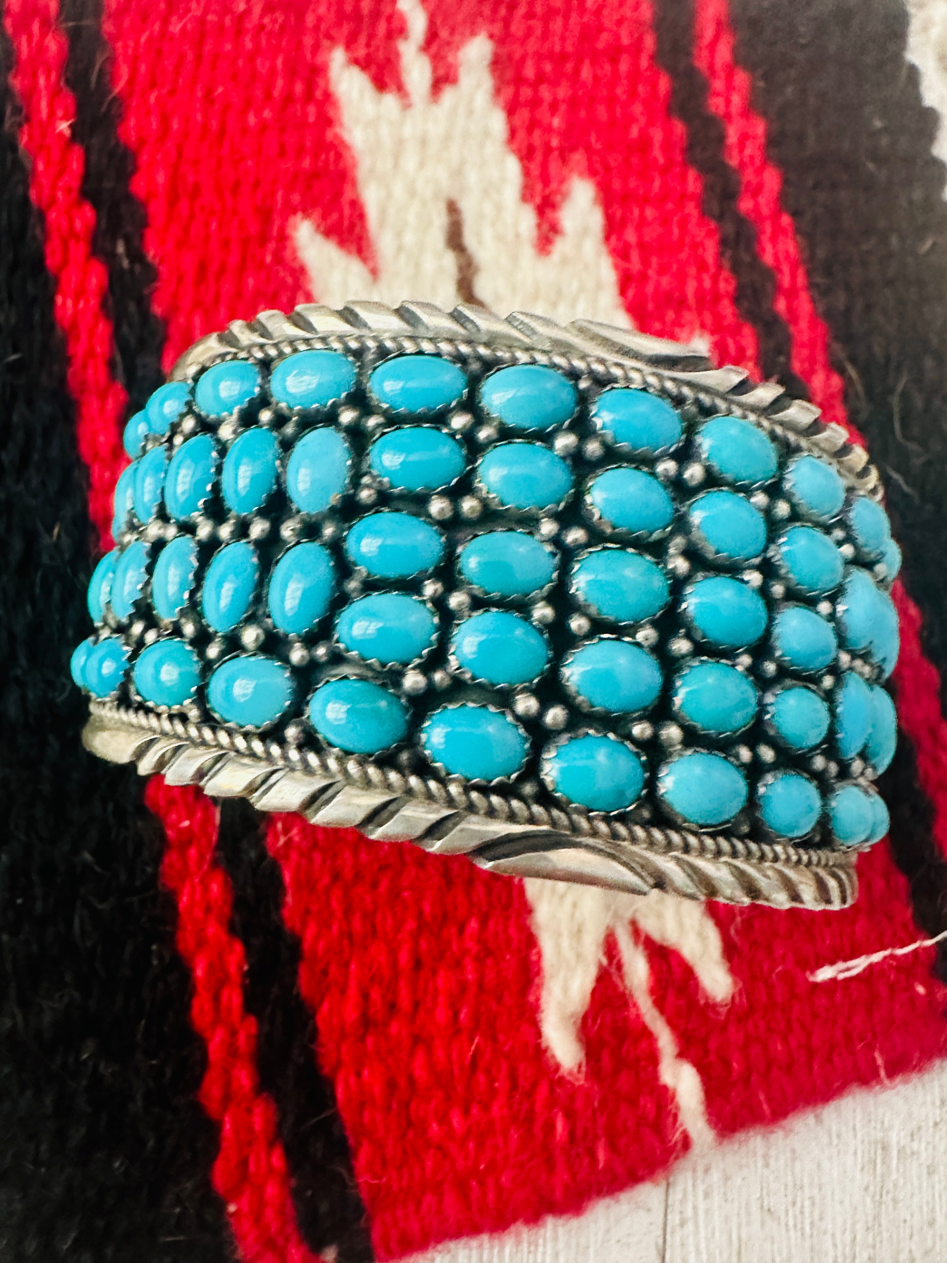 Navajo Sleeping Beauty Turquoise Sterling Silver Cuff Bracelet