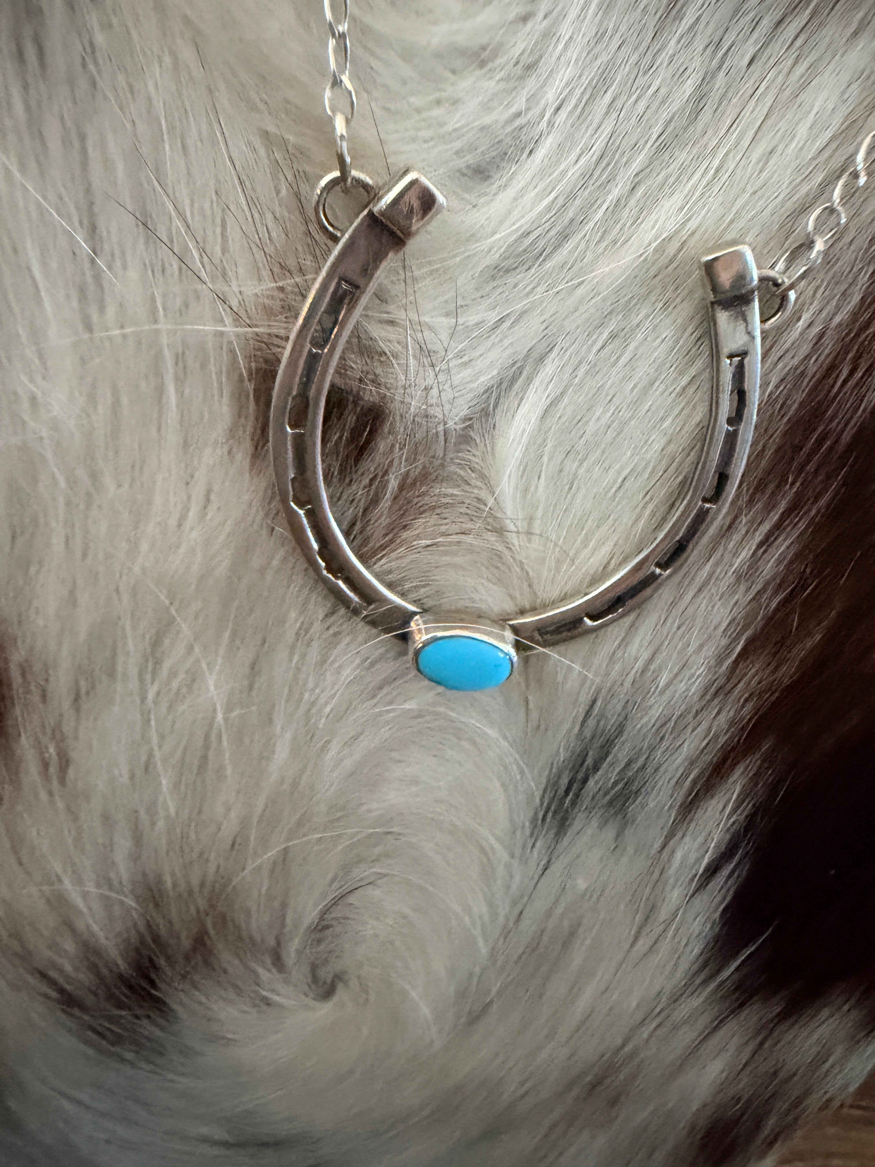 Handcrafted Turquoise & Sterling Silver Horseshoe Necklace