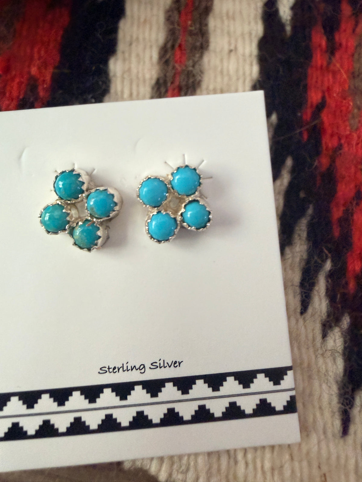 Handcrafted Sterling Silver & Turquoise Petit Point Stud Earrings