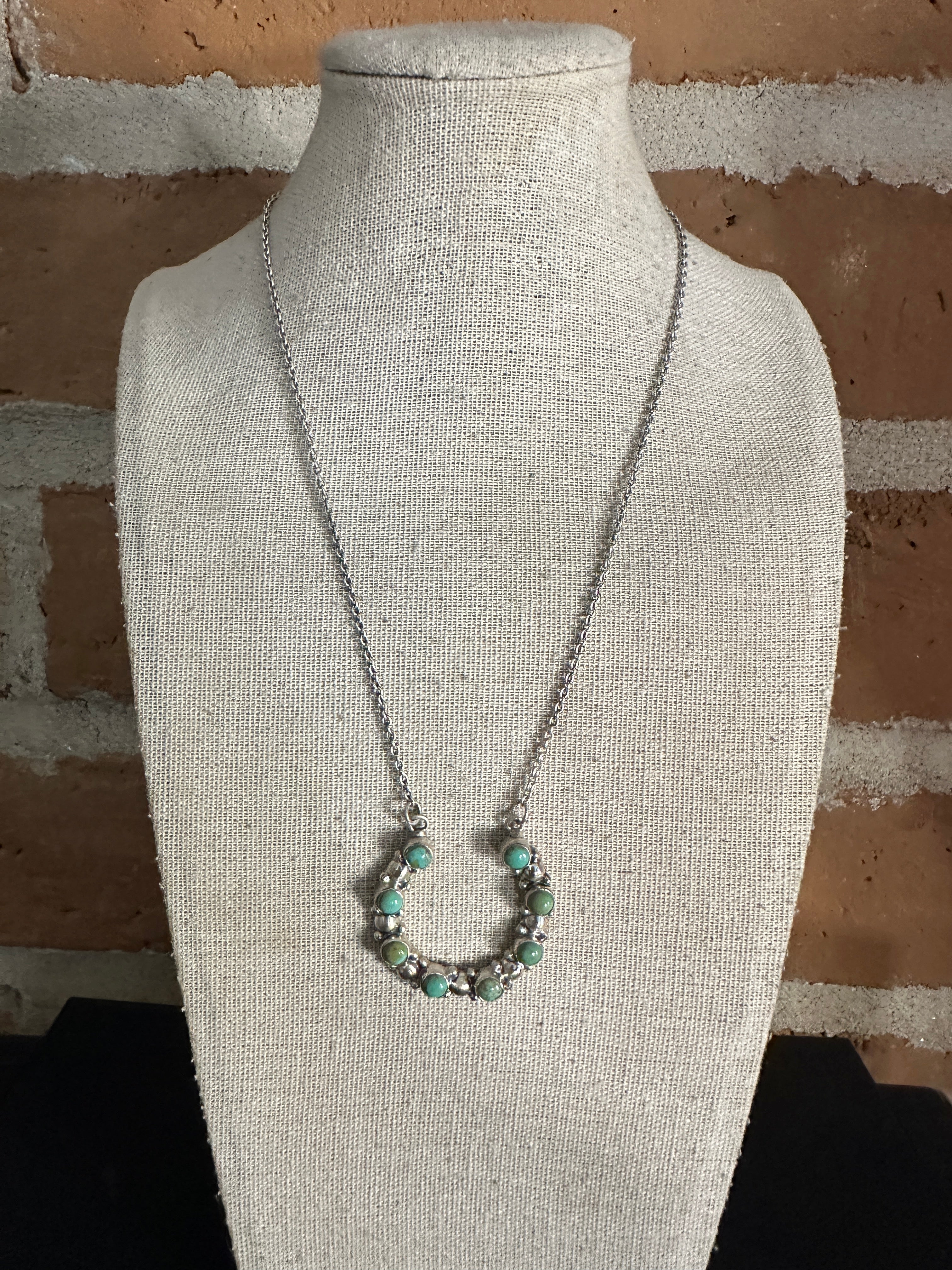 Handmade Turquoise & Sterling Silver Horseshoe Necklace