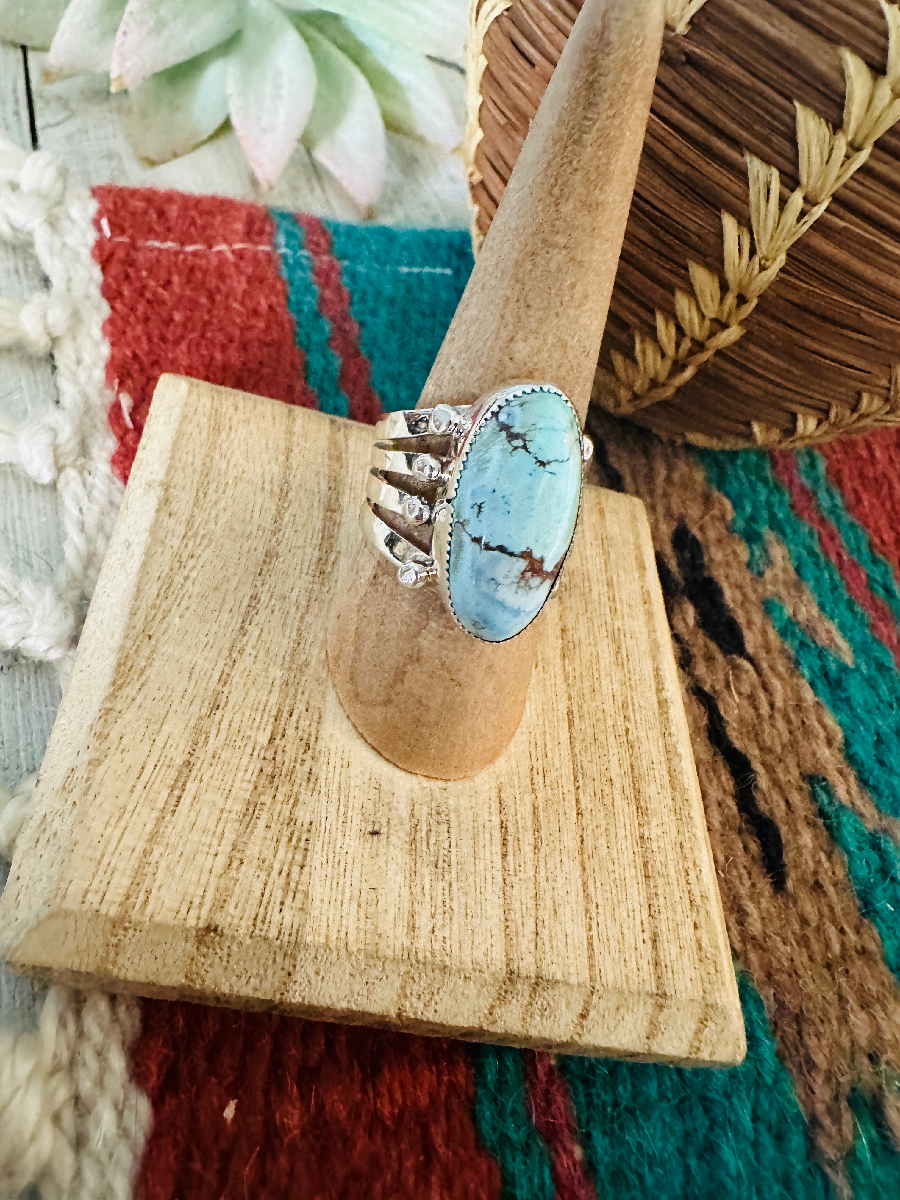 Navajo Variscite & Sterling Silver Ring Size 8