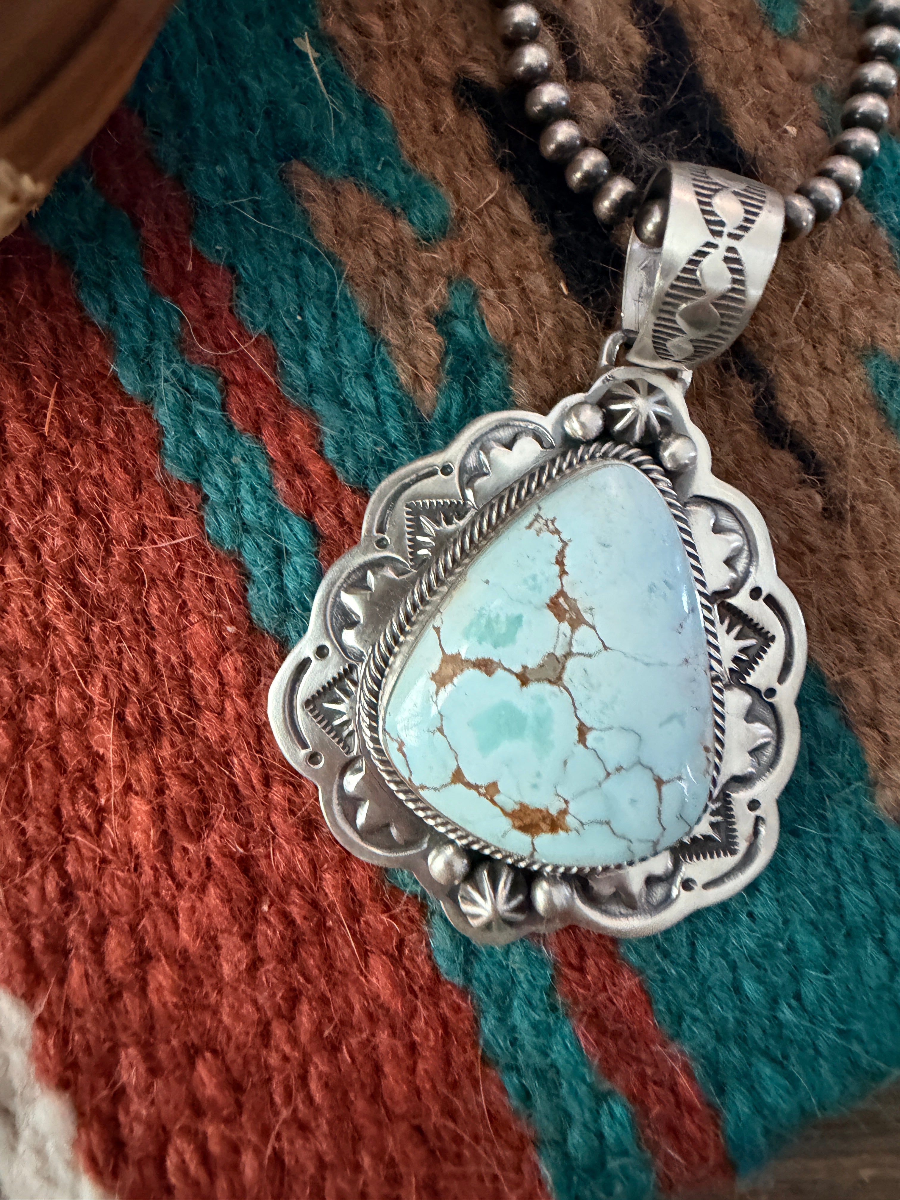 Handcrafted Sterling Silver & Dry Creek Turquoise Pendant by Randy Boyd