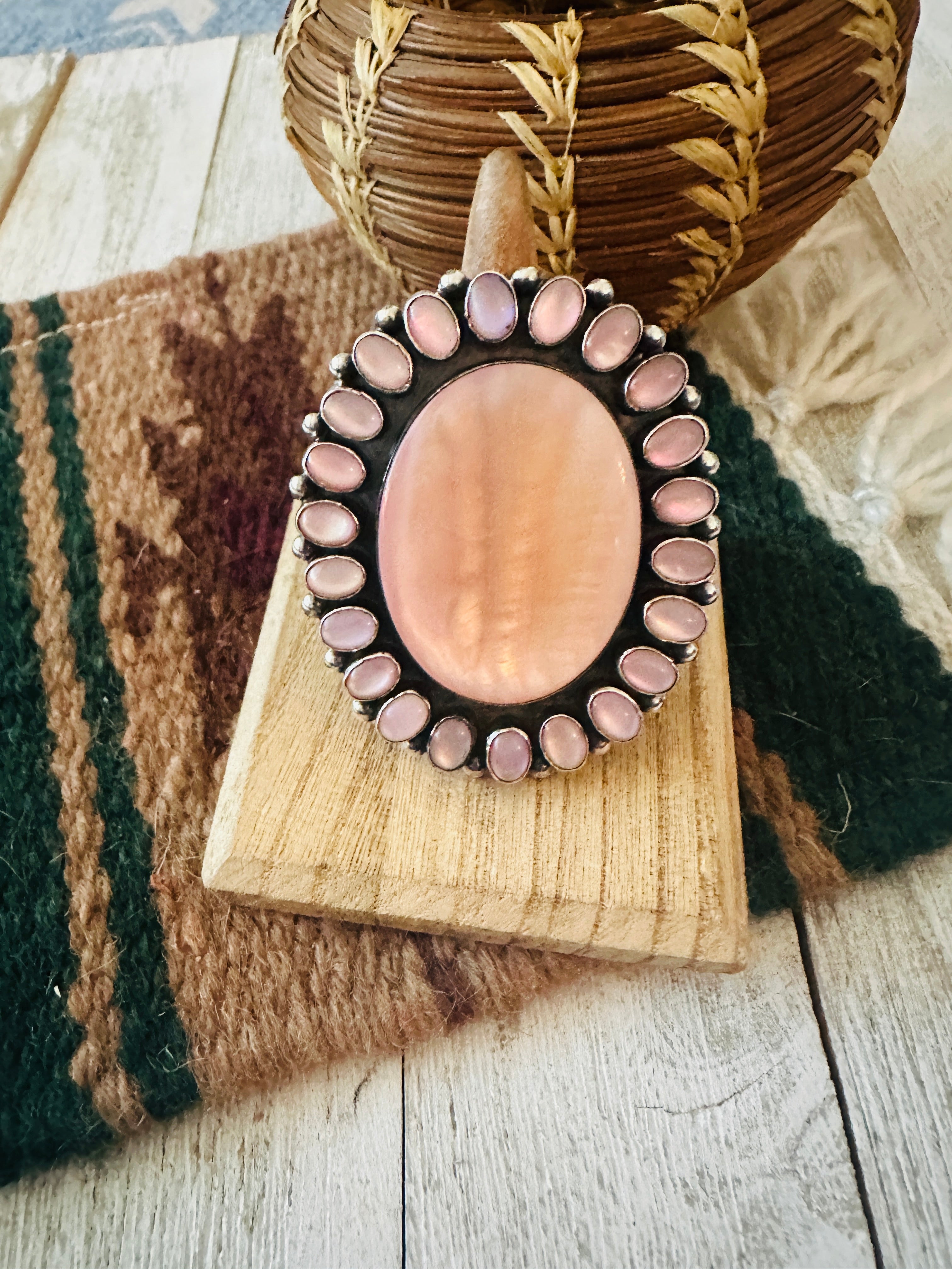 Navajo Mother of Pearl & Sterling Silver Ring by Jacqueline Silver