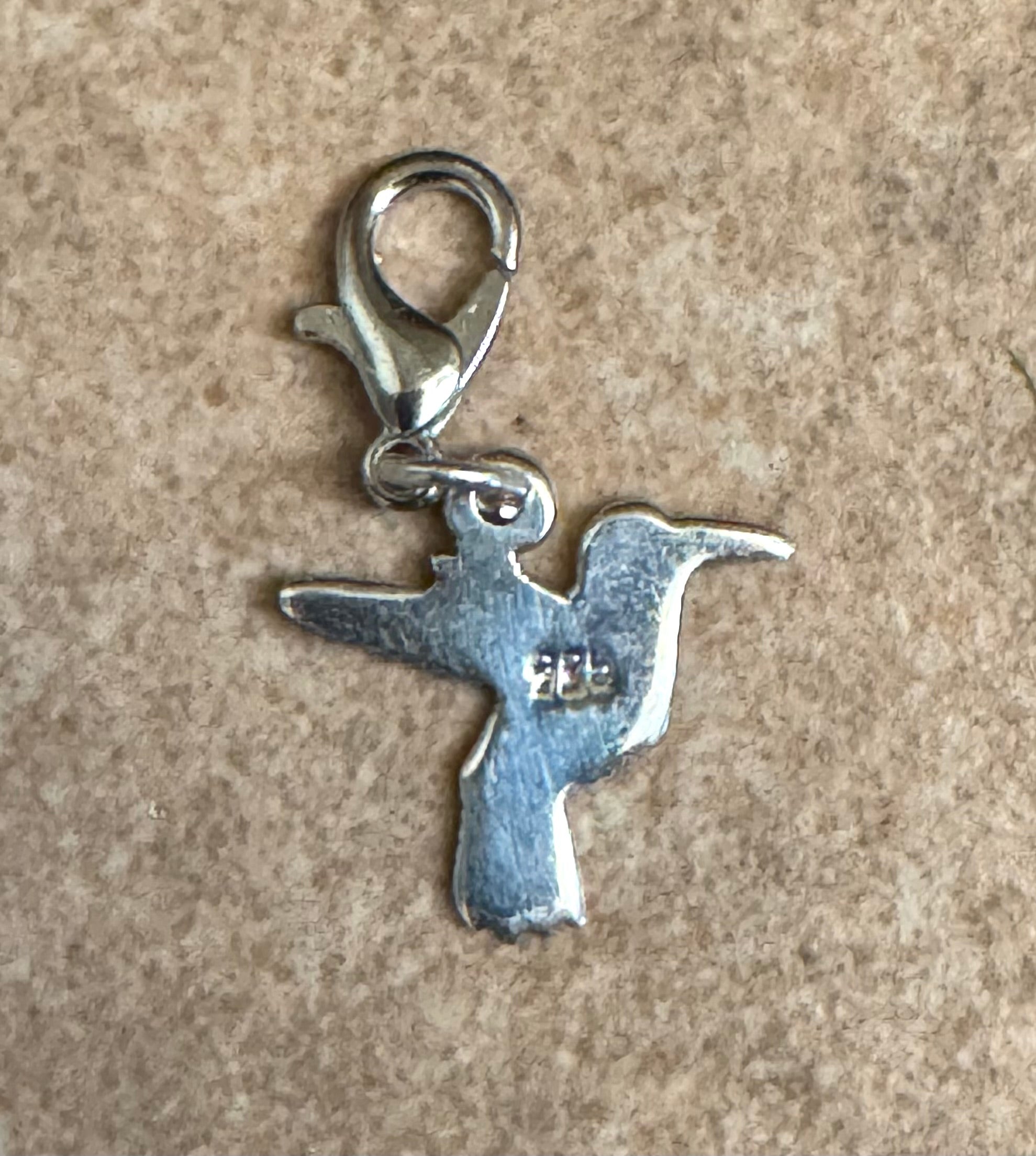 Multicolored Hummingbird Sterling Silver Charm