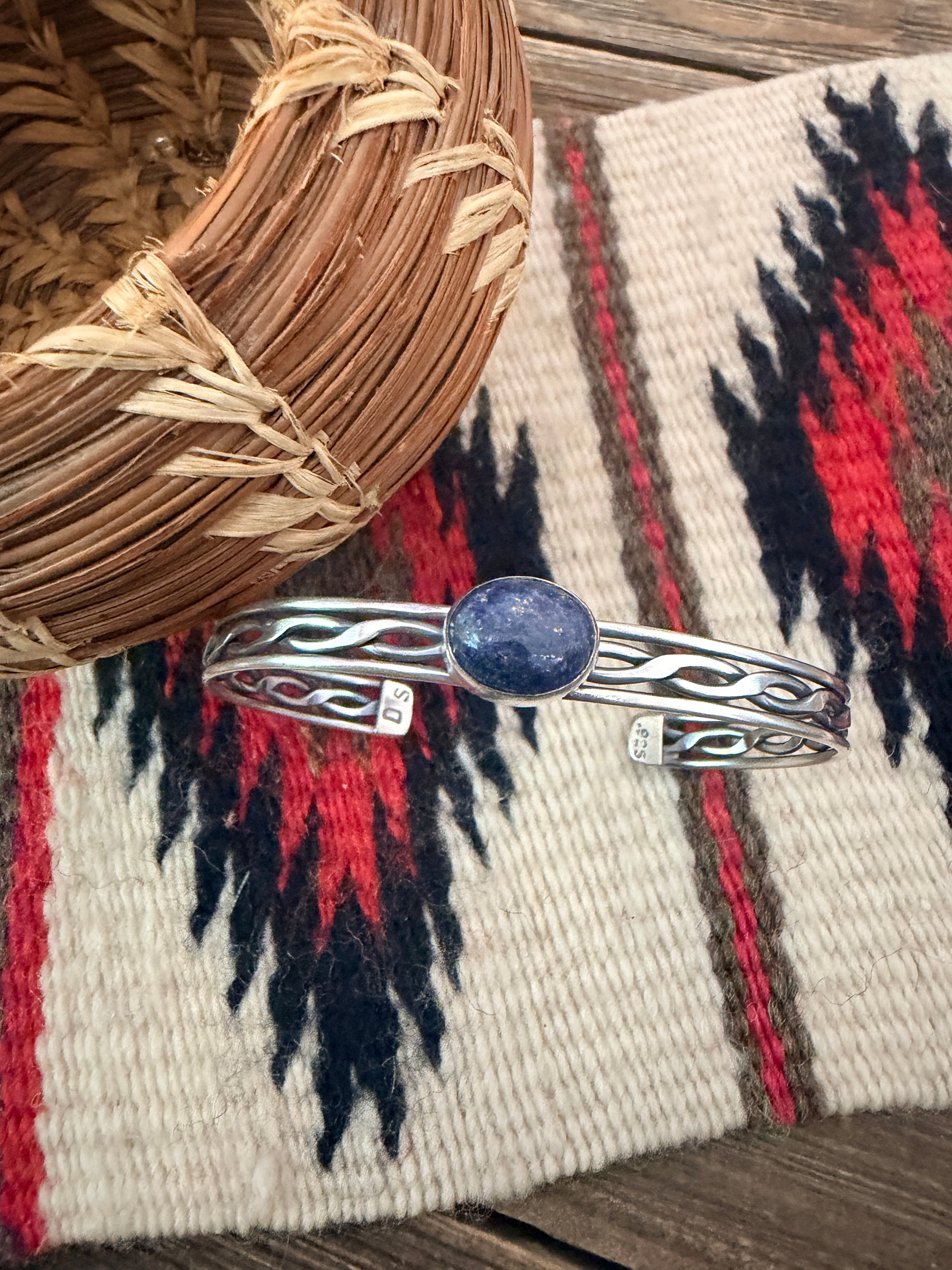 Handcrafted Lapis & Sterling Silver Cuff Bracelet