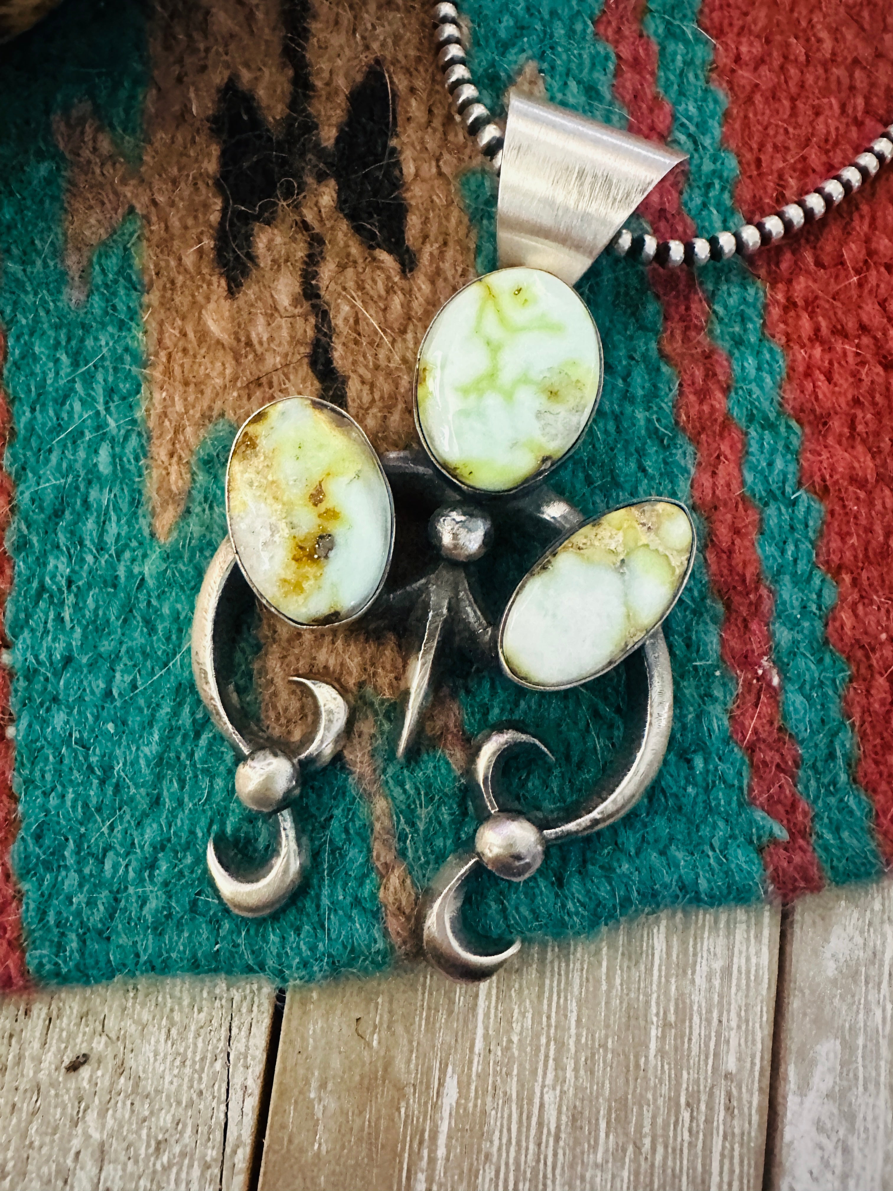 Handcrafted Sterling Silver & Palomino Turquoise Naja Pendant by Chimney Butte