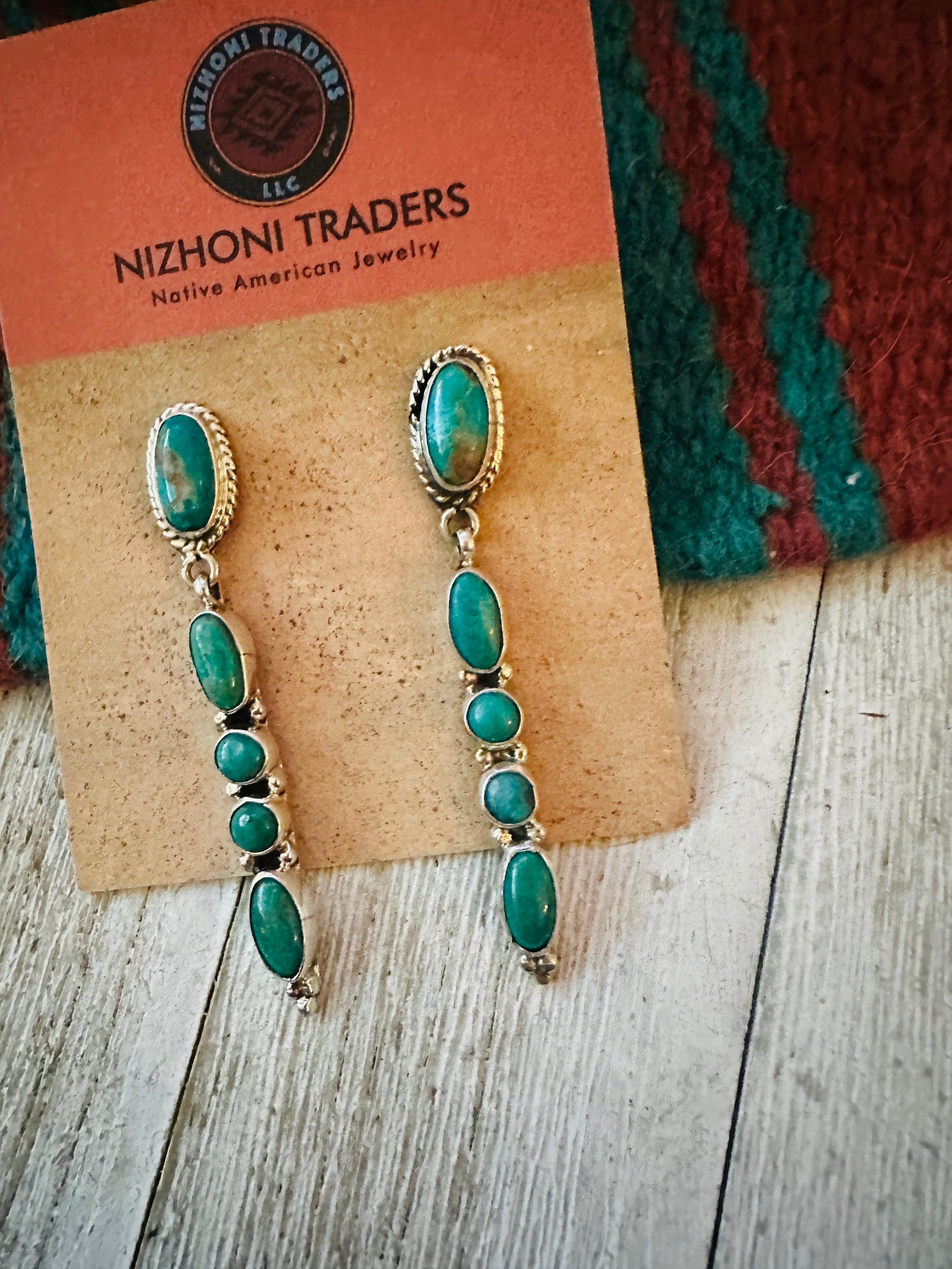 Handcrafted Sterling Silver & Turquoise Dangle Earrings