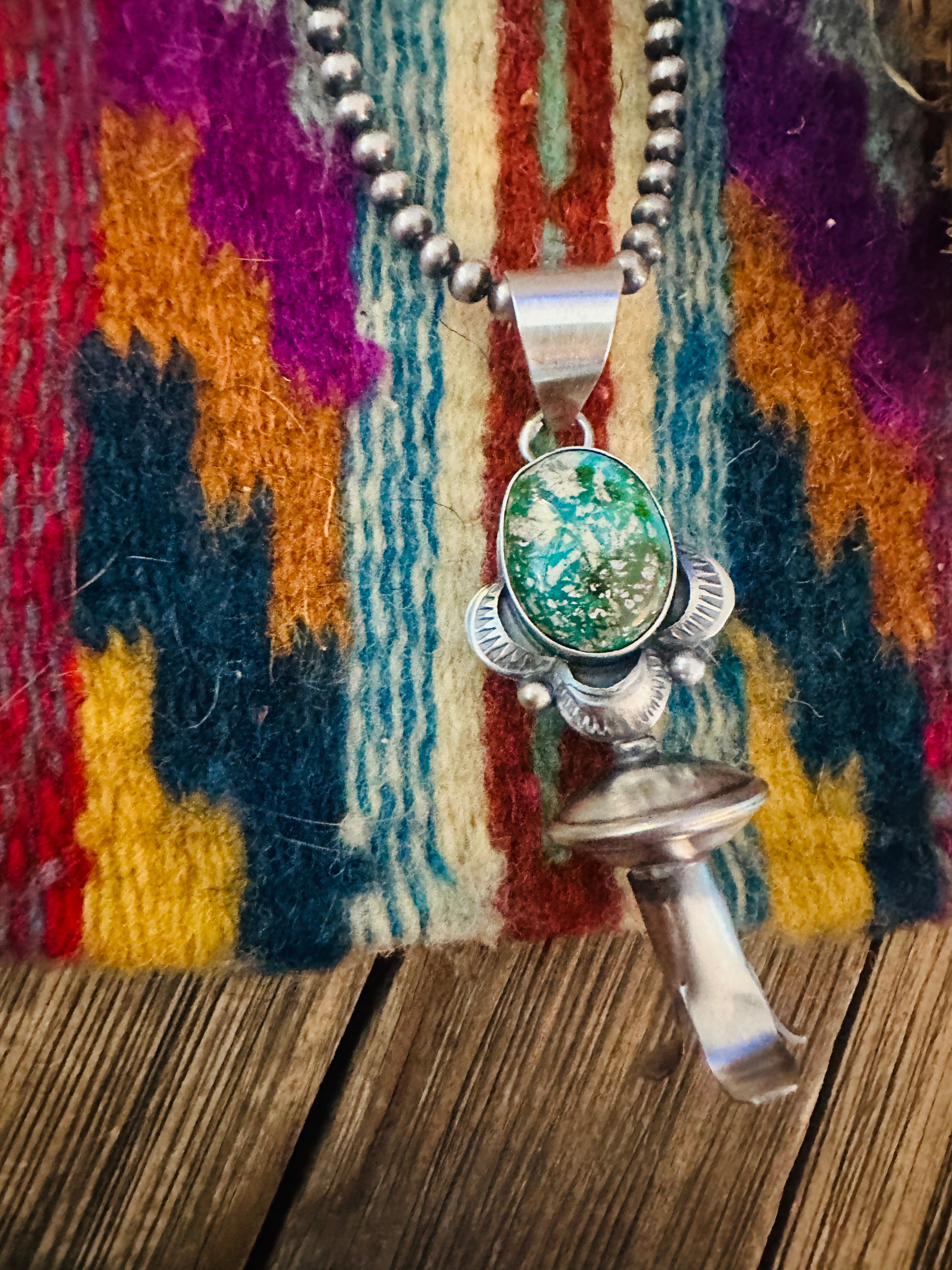 Handcrafted Sterling Silver & Sonoran Mountain Turquoise Blossom Pendant