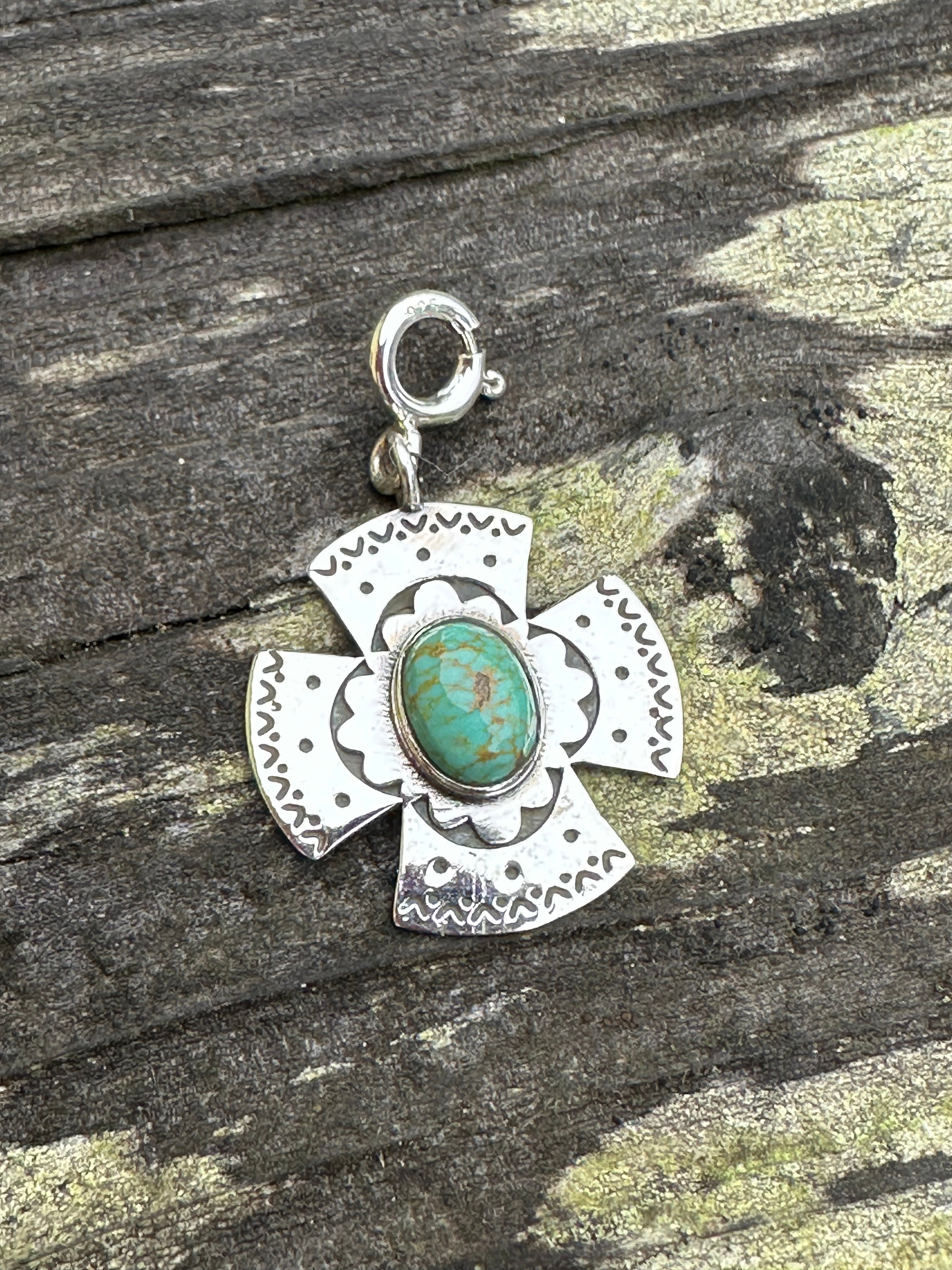 Sterling Silver and Turquoise Cross Charm