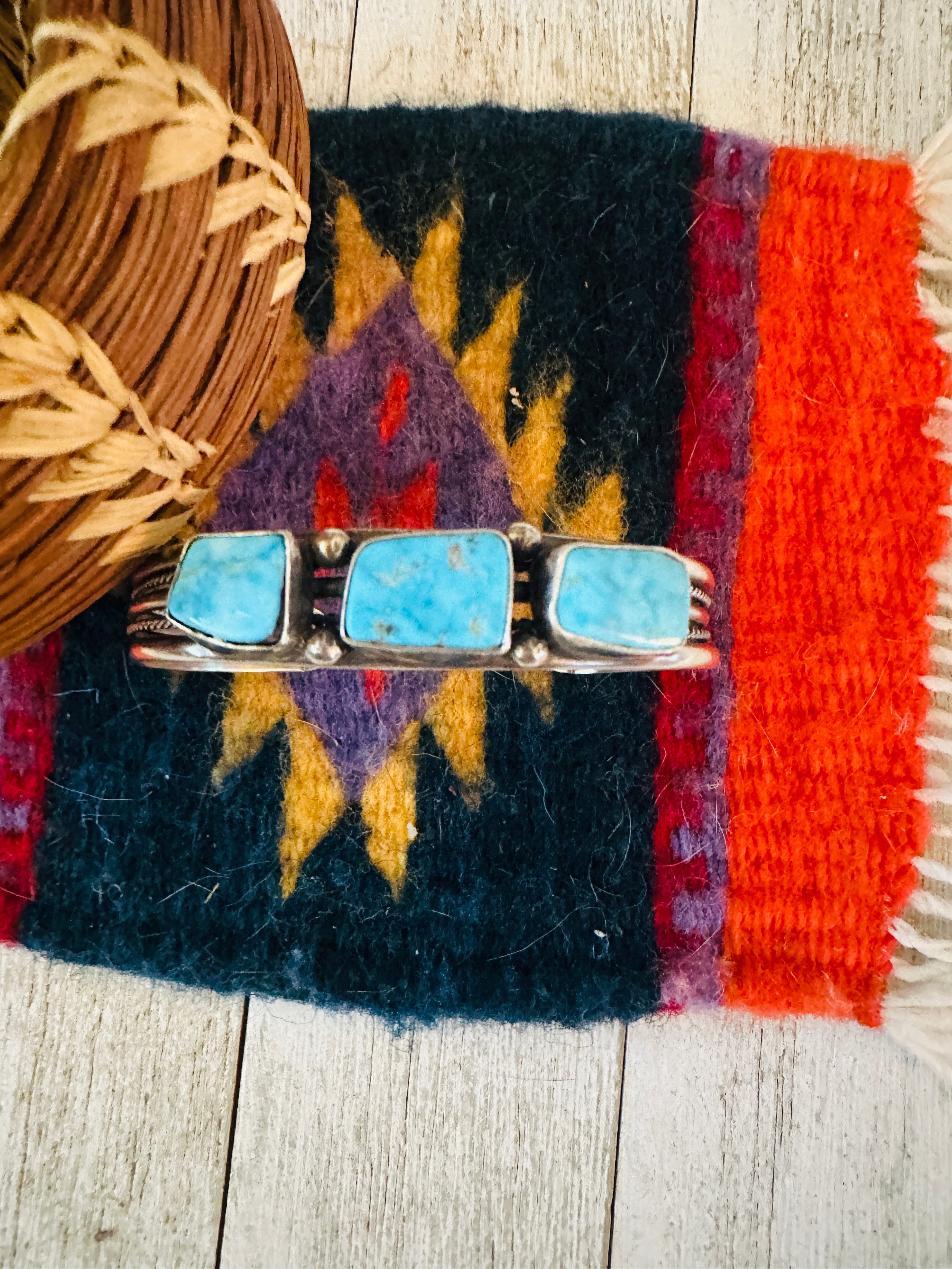 Navajo Sterling Silver & Turquoise Cuff Bracelet