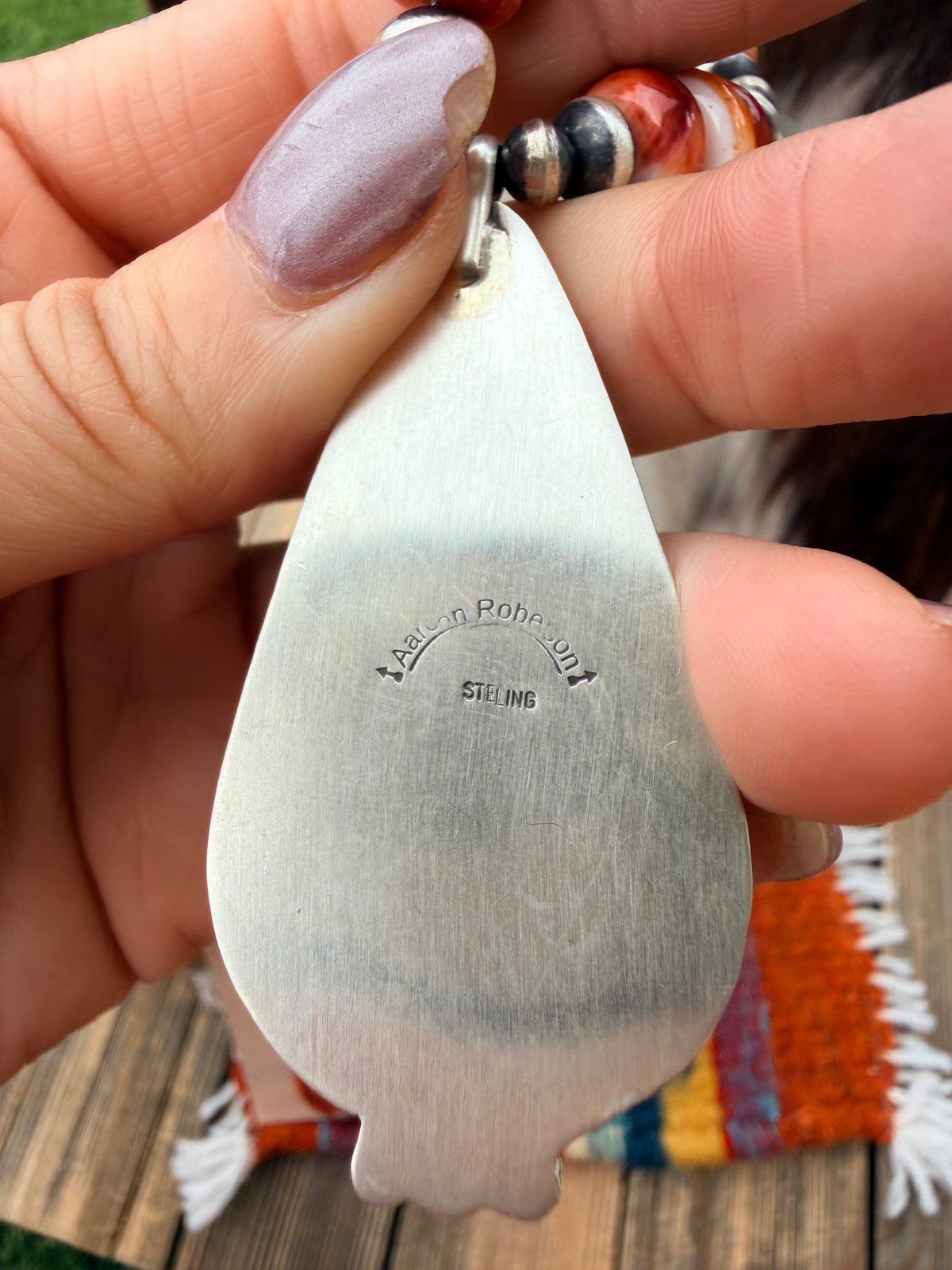 Handcrafted Spiny Oyster & Sterling Silver Beaded Necklace and Earring Set by Aaron Robeson