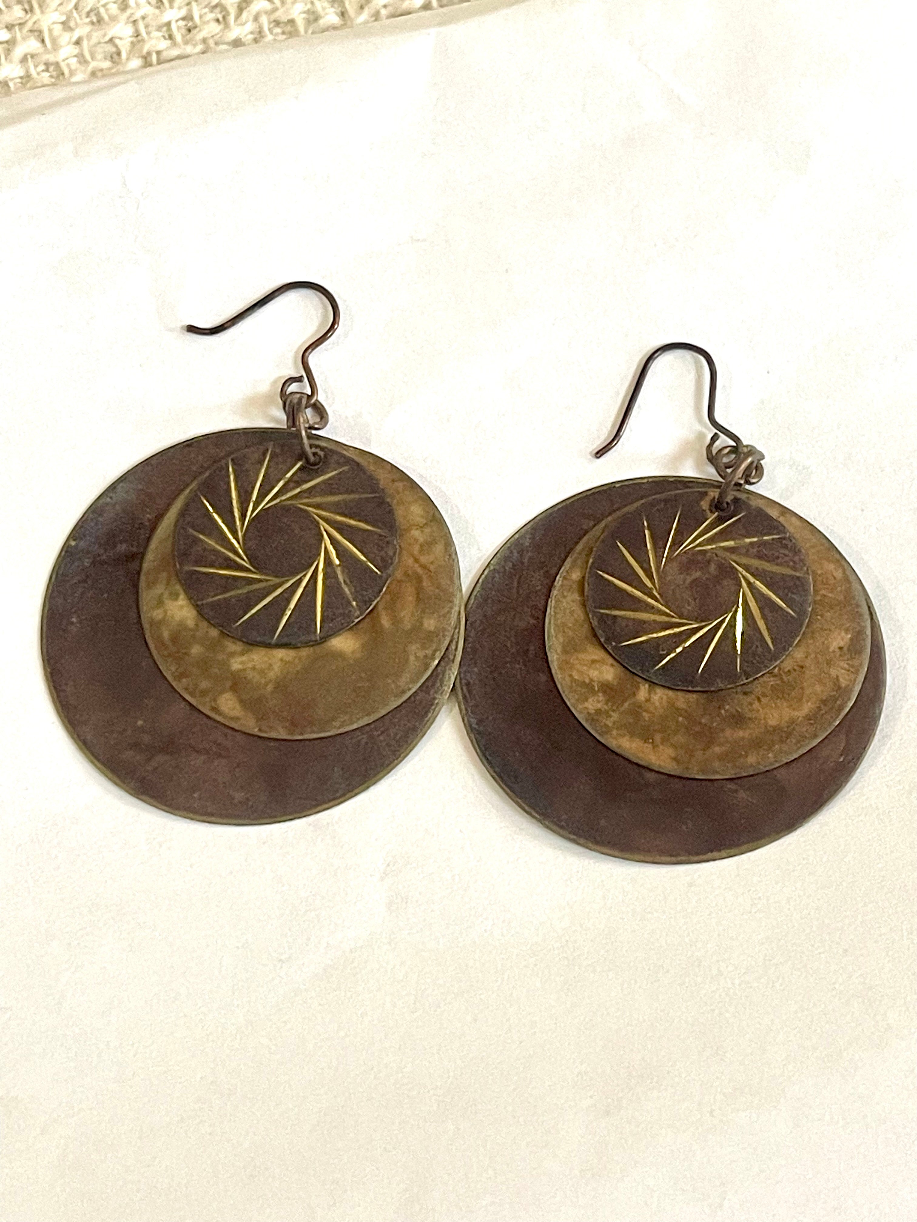 Vintage Handmade Copper Earrings