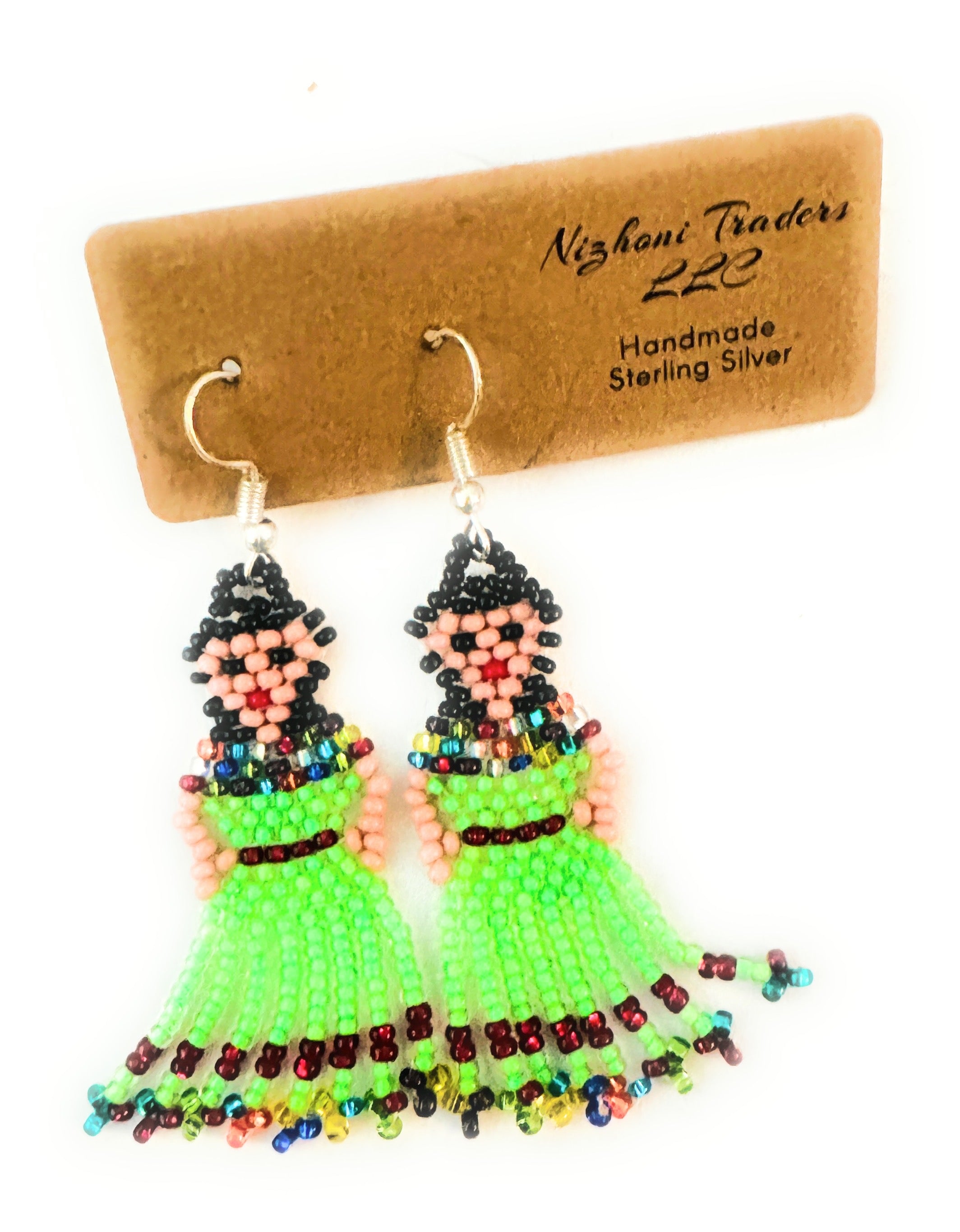 Handmade Multicolor Beaded Lady Dangle Earrings