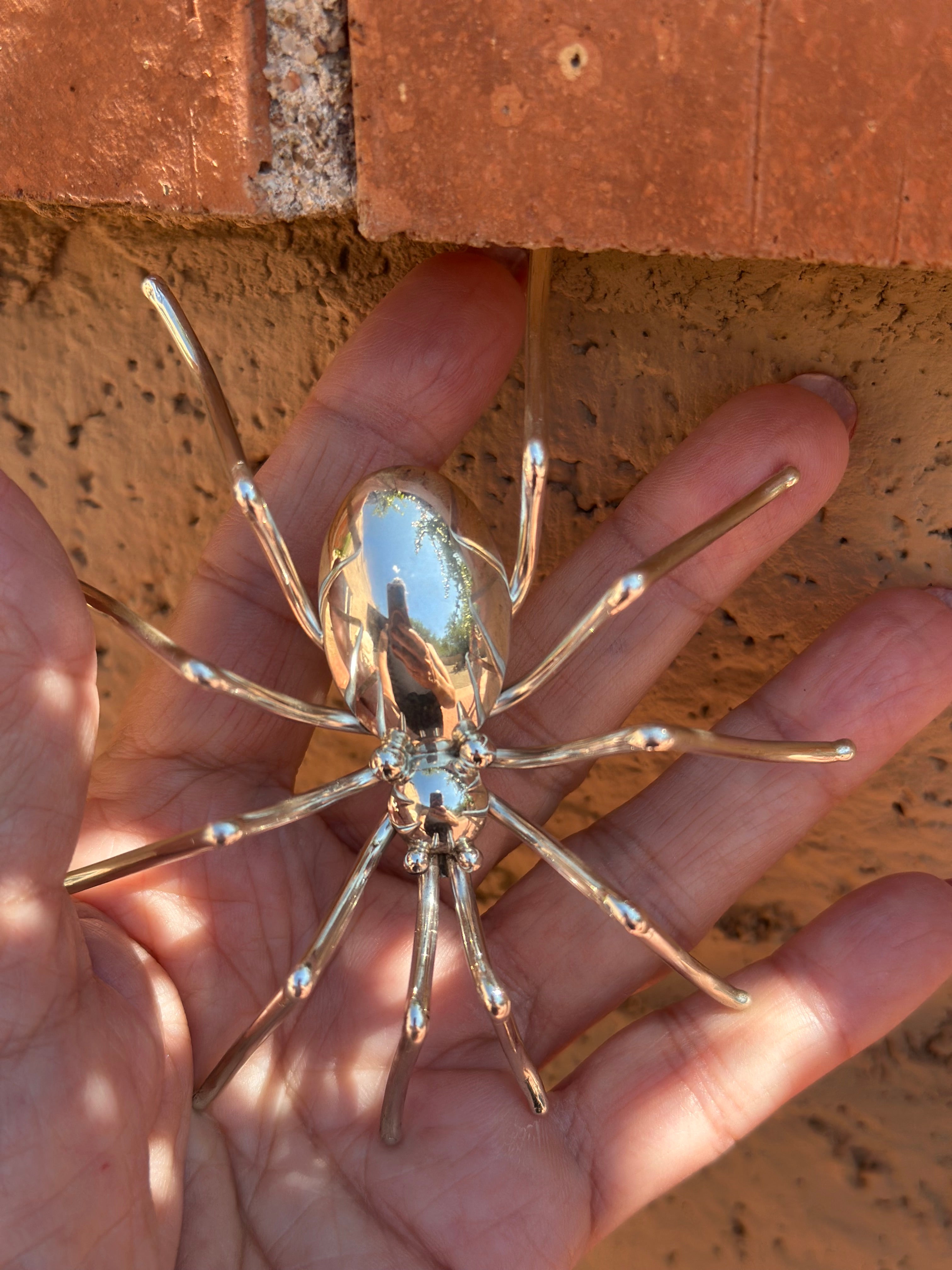 Handcrafted Sterling Silver Spider Brooch