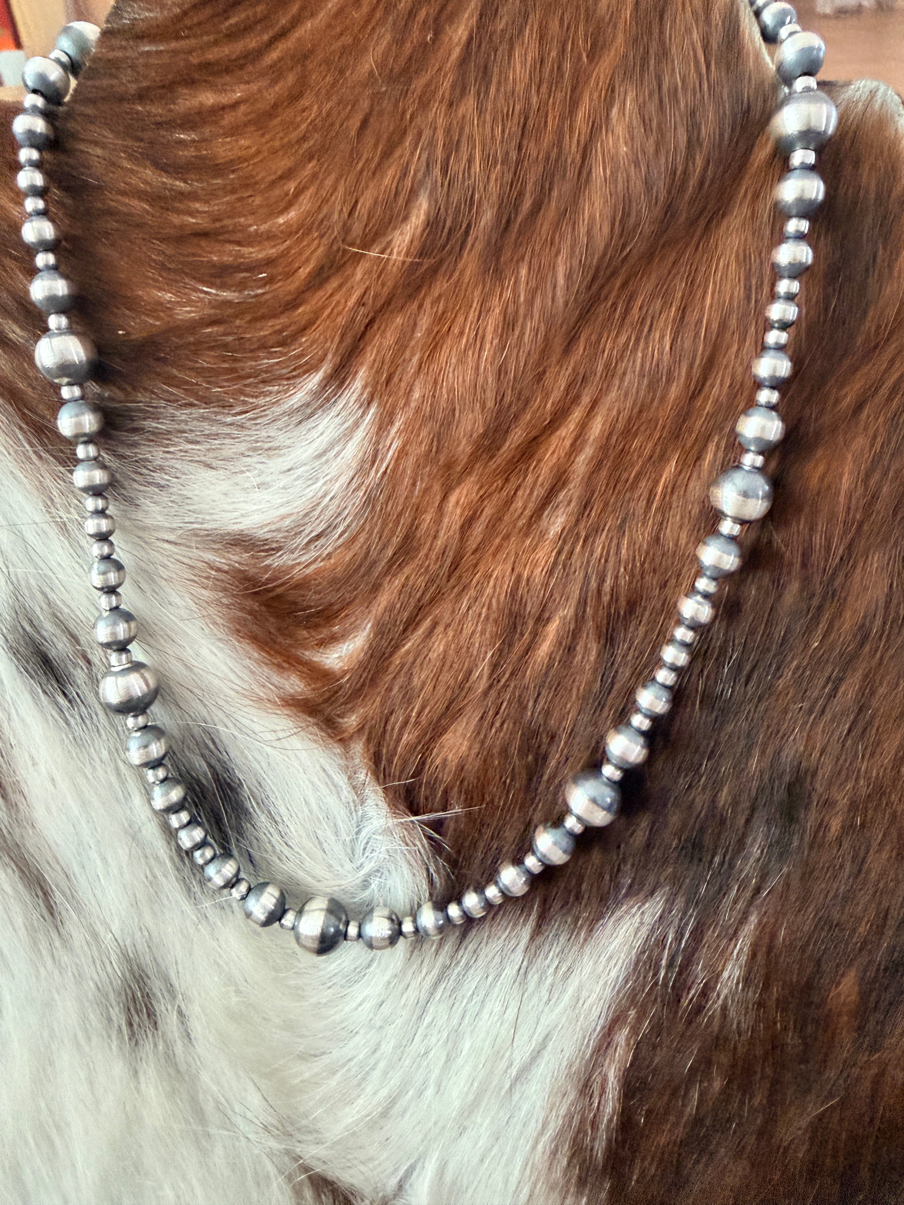 Handcrafted Sterling Silver Pearl Beaded Necklace