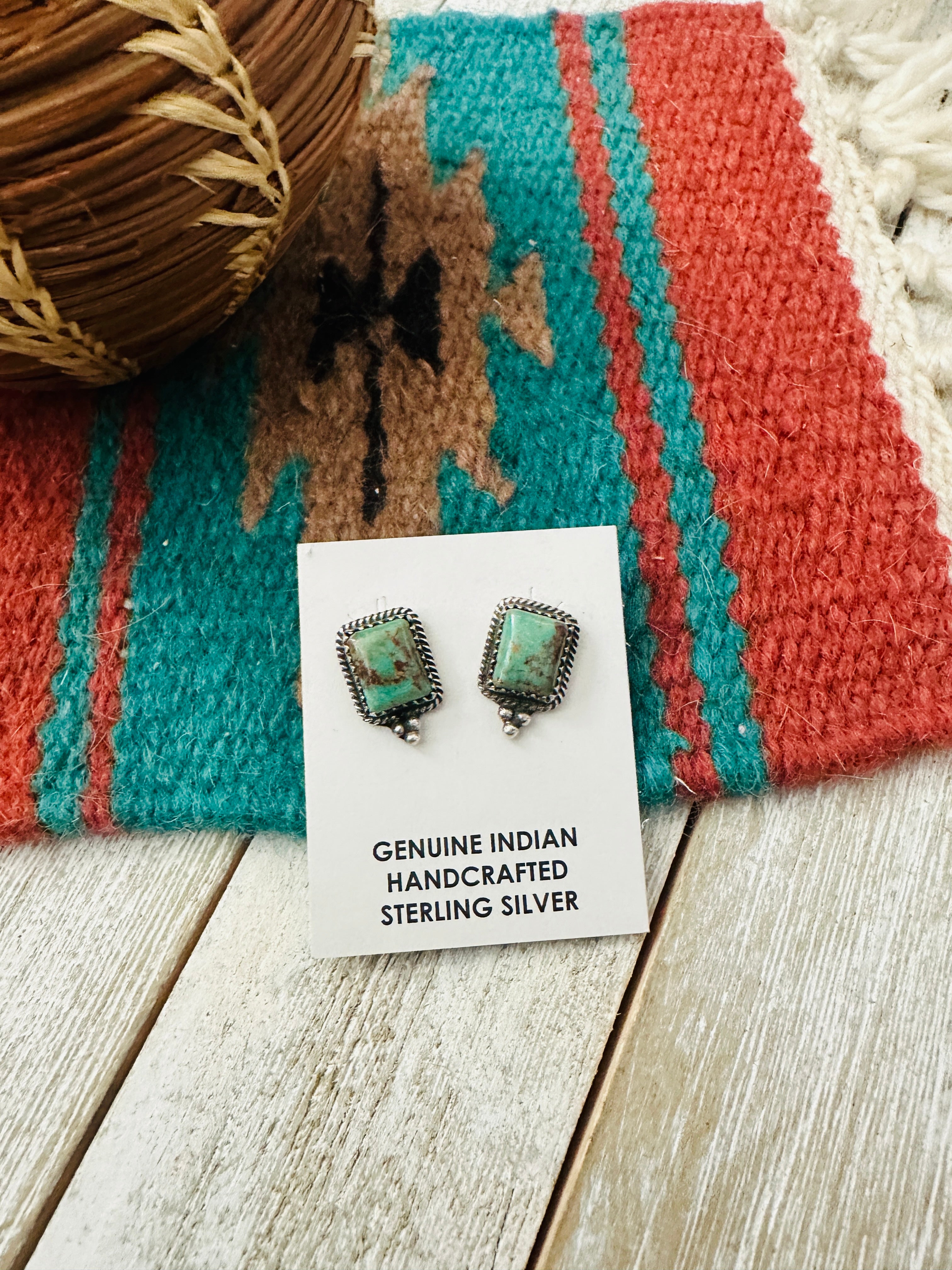 Navajo Sterling Silver & Turquoise Post Earrings