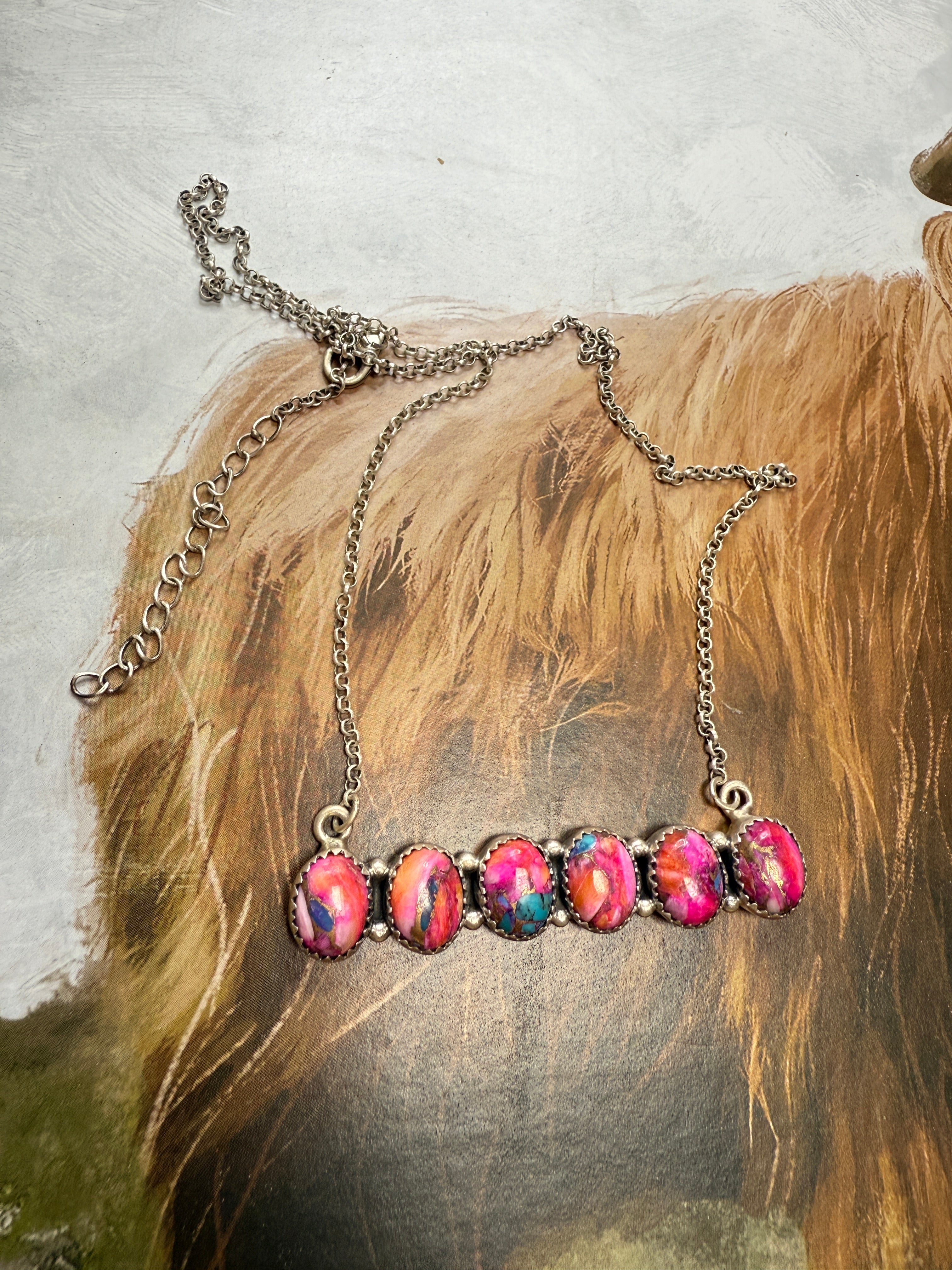 Handmade Sterling Silver Pink Dream Mojave Bar Necklaces