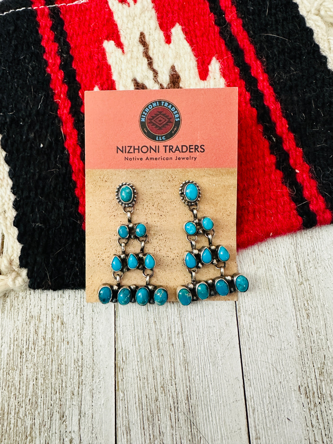 Handcrafted Sleeping Beauty Turquoise & Sterling Silver Chandelier Dangle Earrings