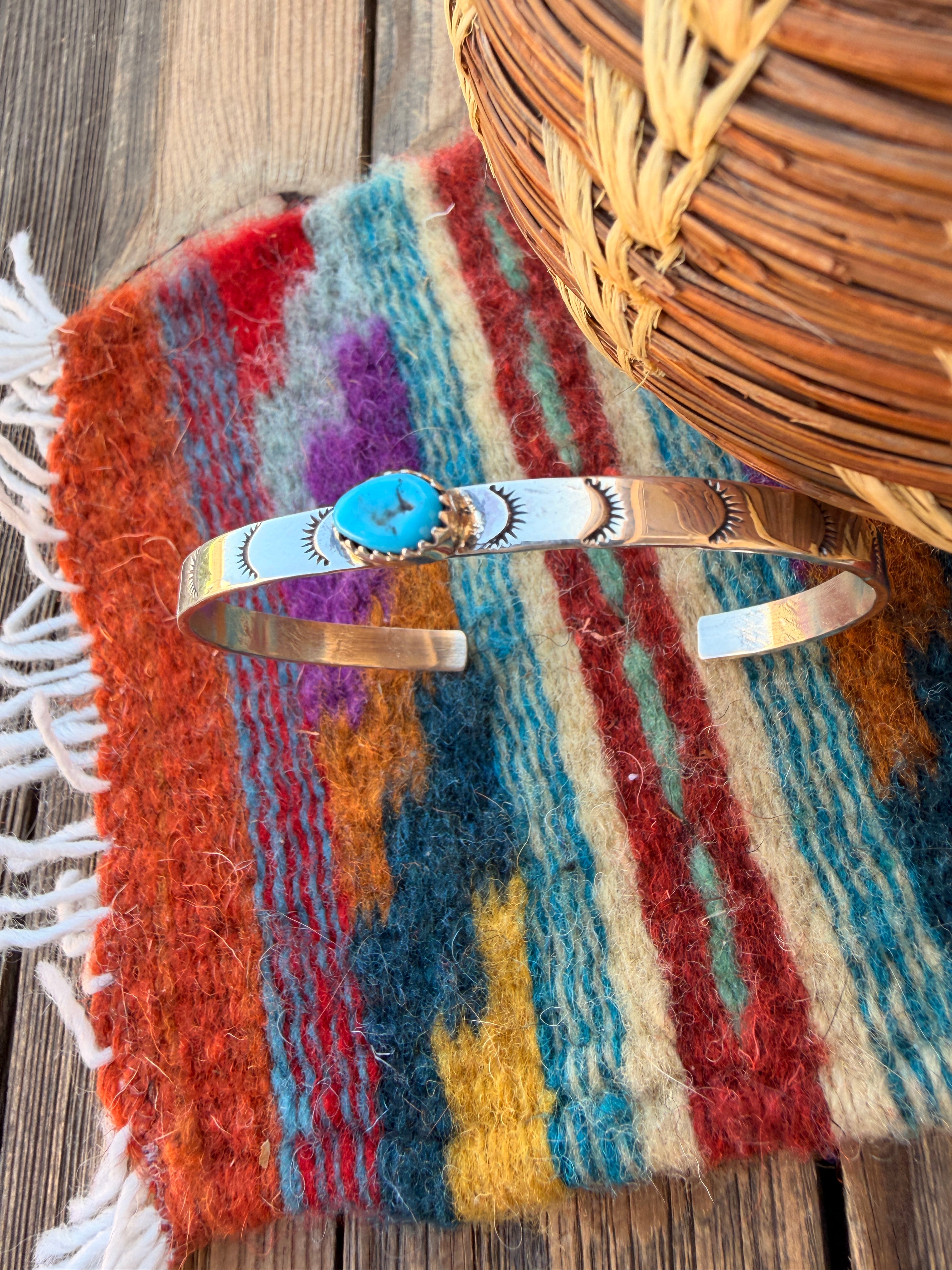 Handcrafted Turquoise & Sterling Silver Cuff Bracelet by Andrew Johnson