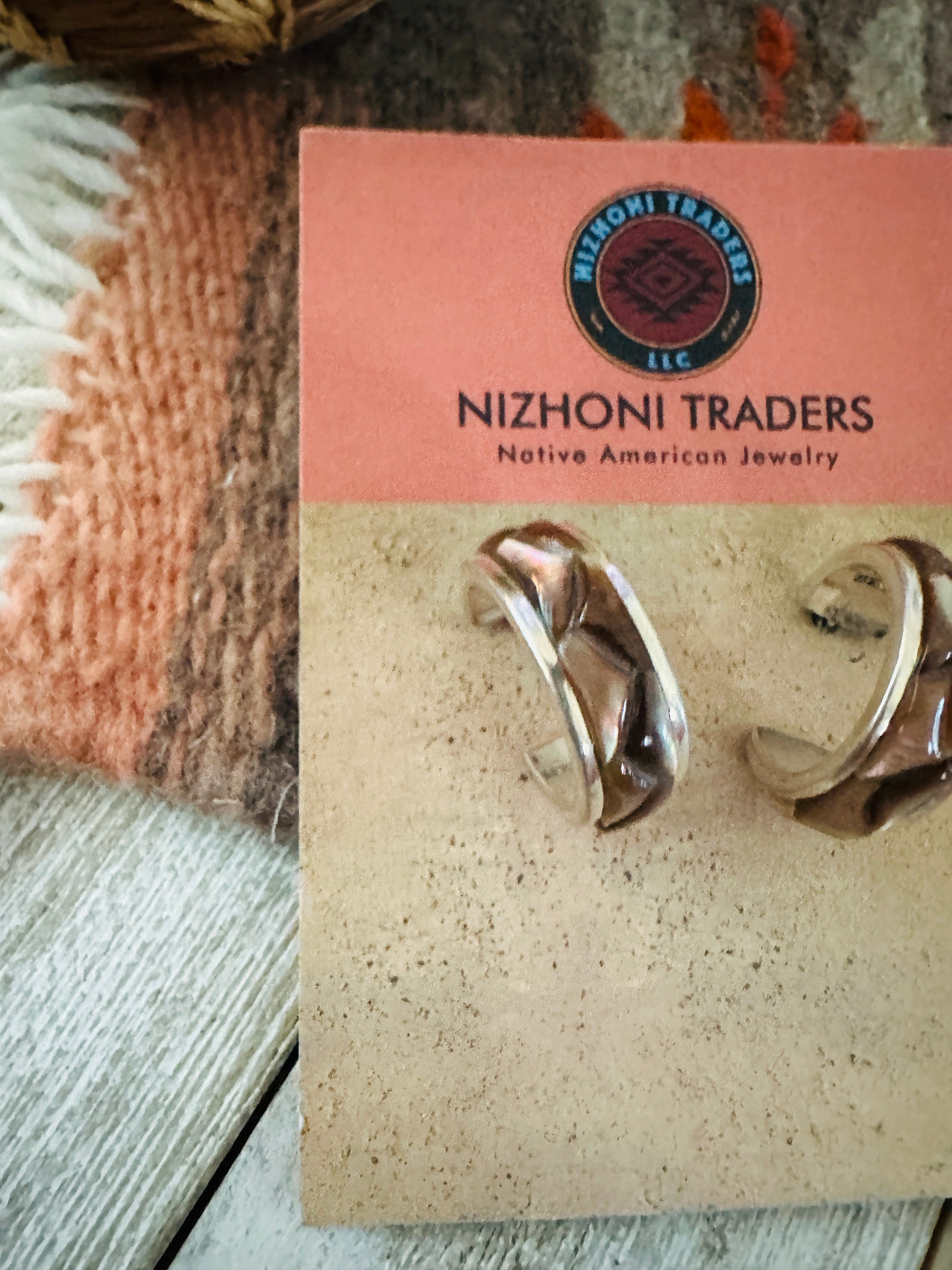 Handcrafted Mother of Pearl & Sterling Silver Hoop Earrings