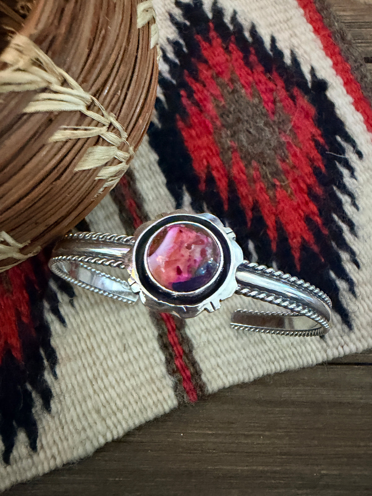 Handcrafted Pink Dream Mojave & Sterling Silver Cuff Bracelet