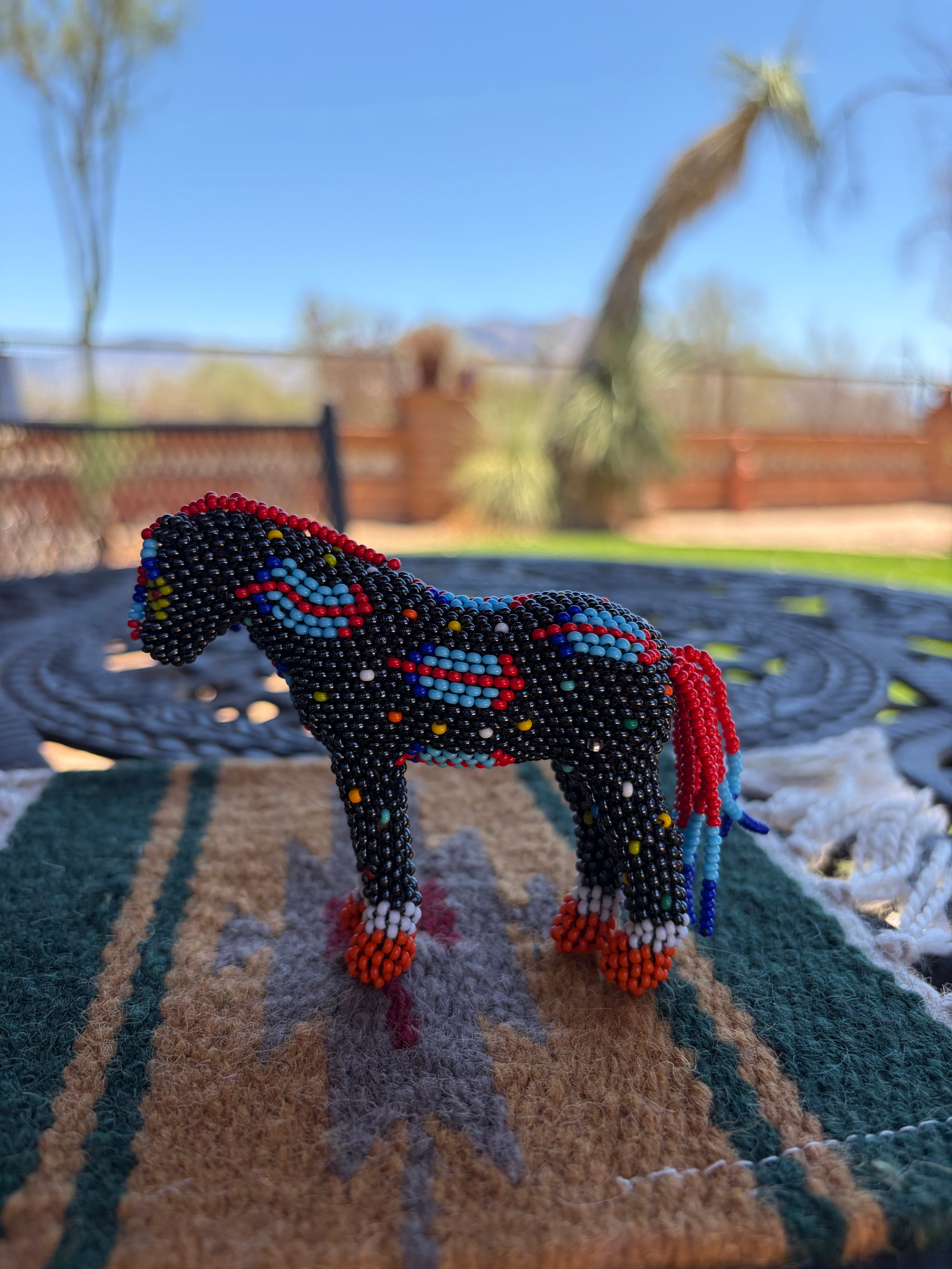 Handmade Peyote Stitched Horse Figurine- Black 13