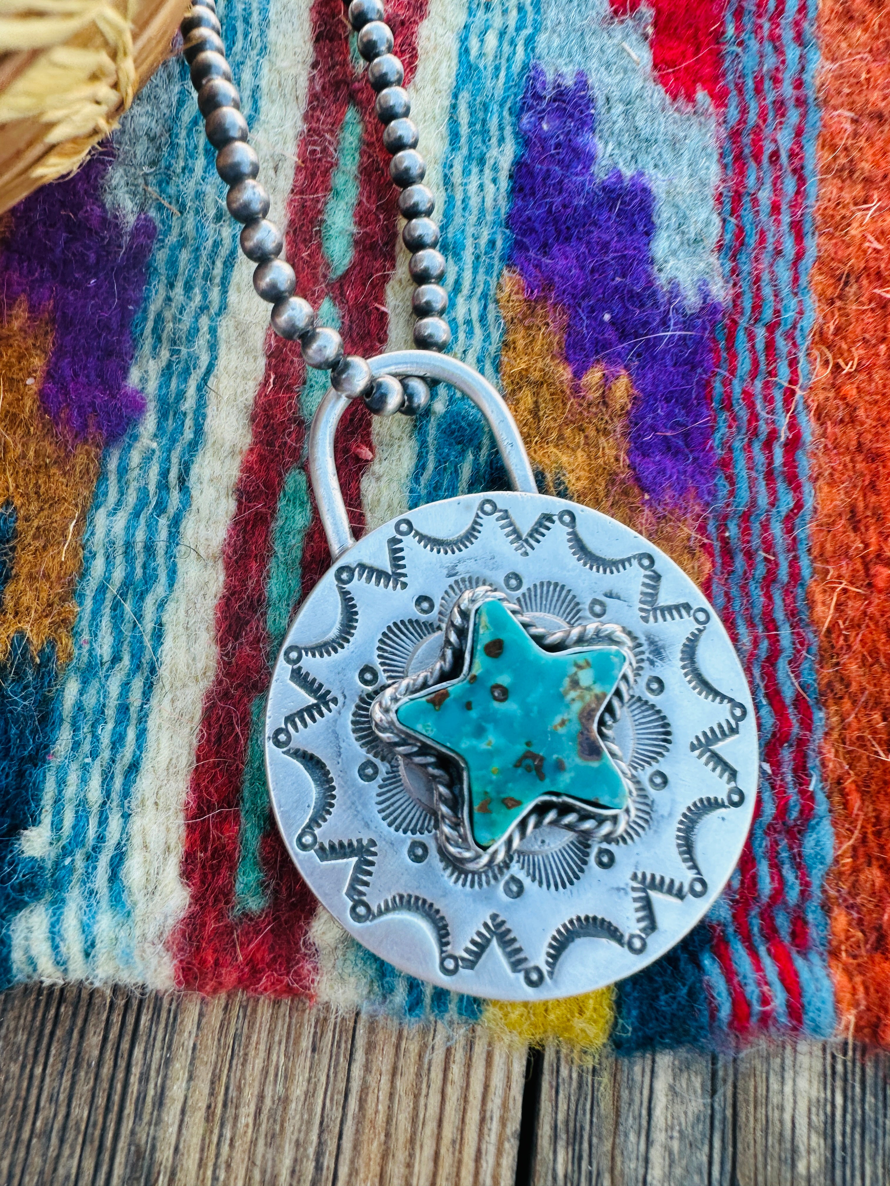 Handcrafted Turquoise & Sterling Silver Locket Style Pendant by Charles Johnson