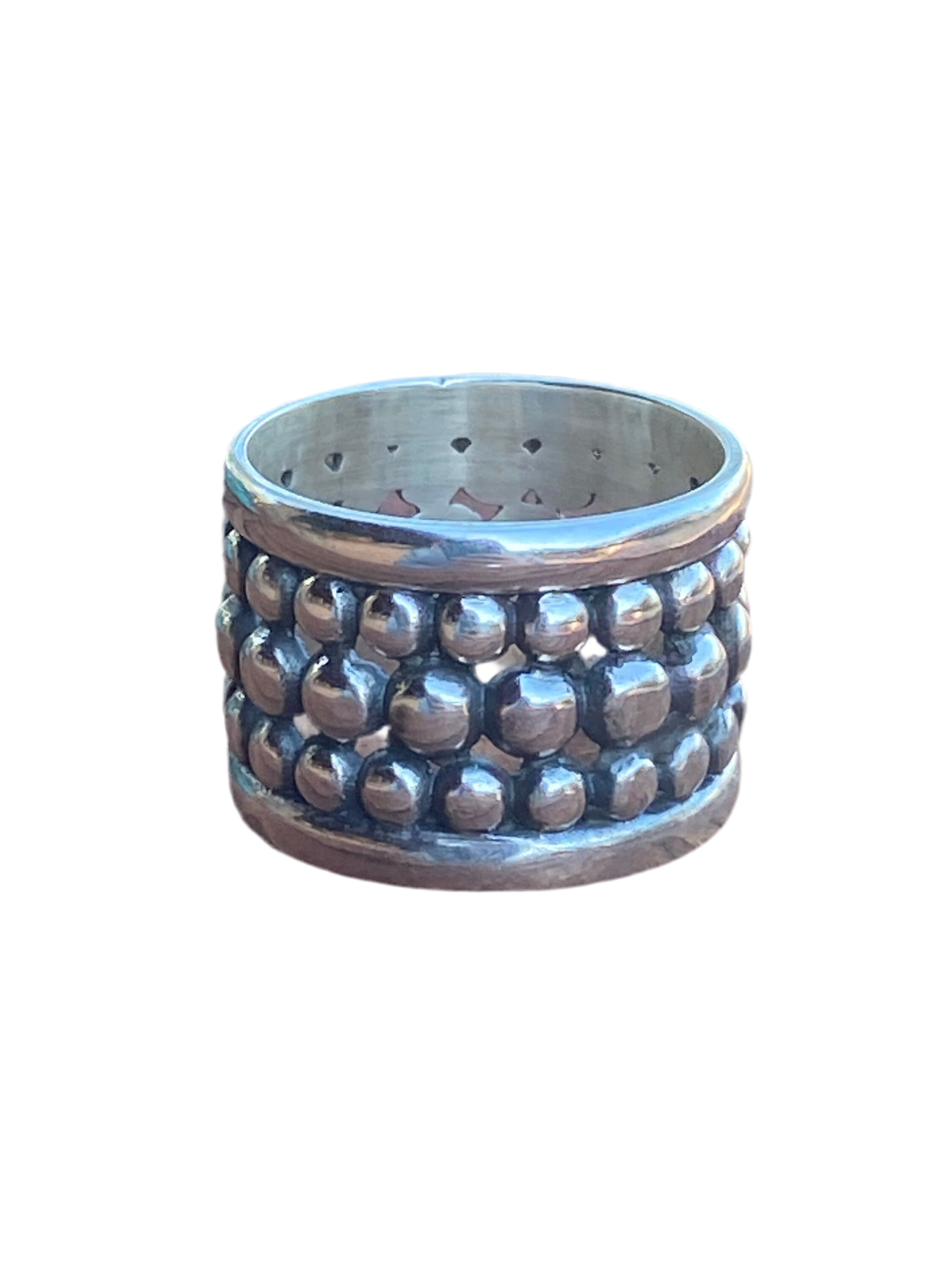 Handmade Sterling Silver Ball Cigar Band Ring