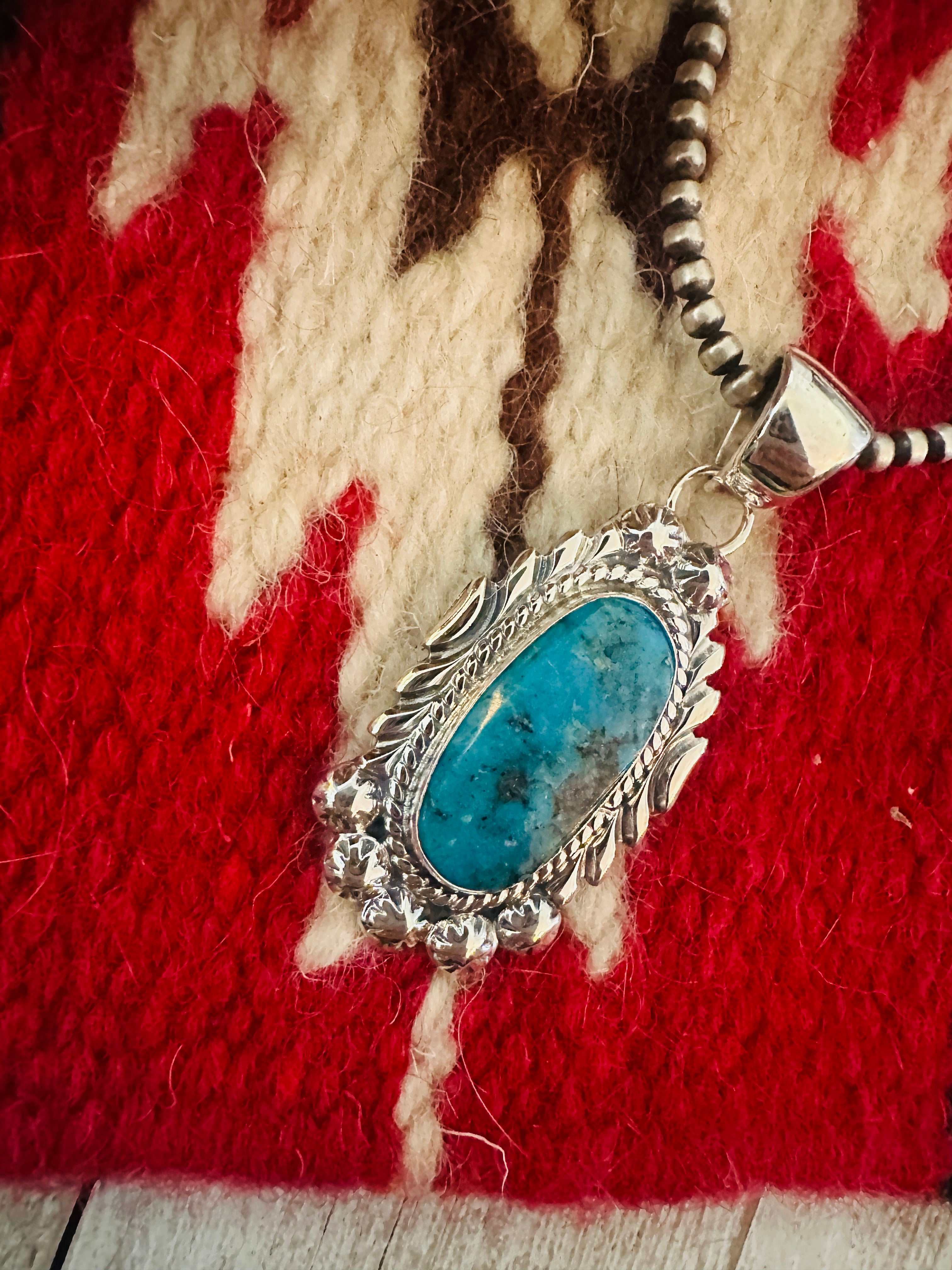 Navajo Kingman Turquoise & Sterling Silver Pendant