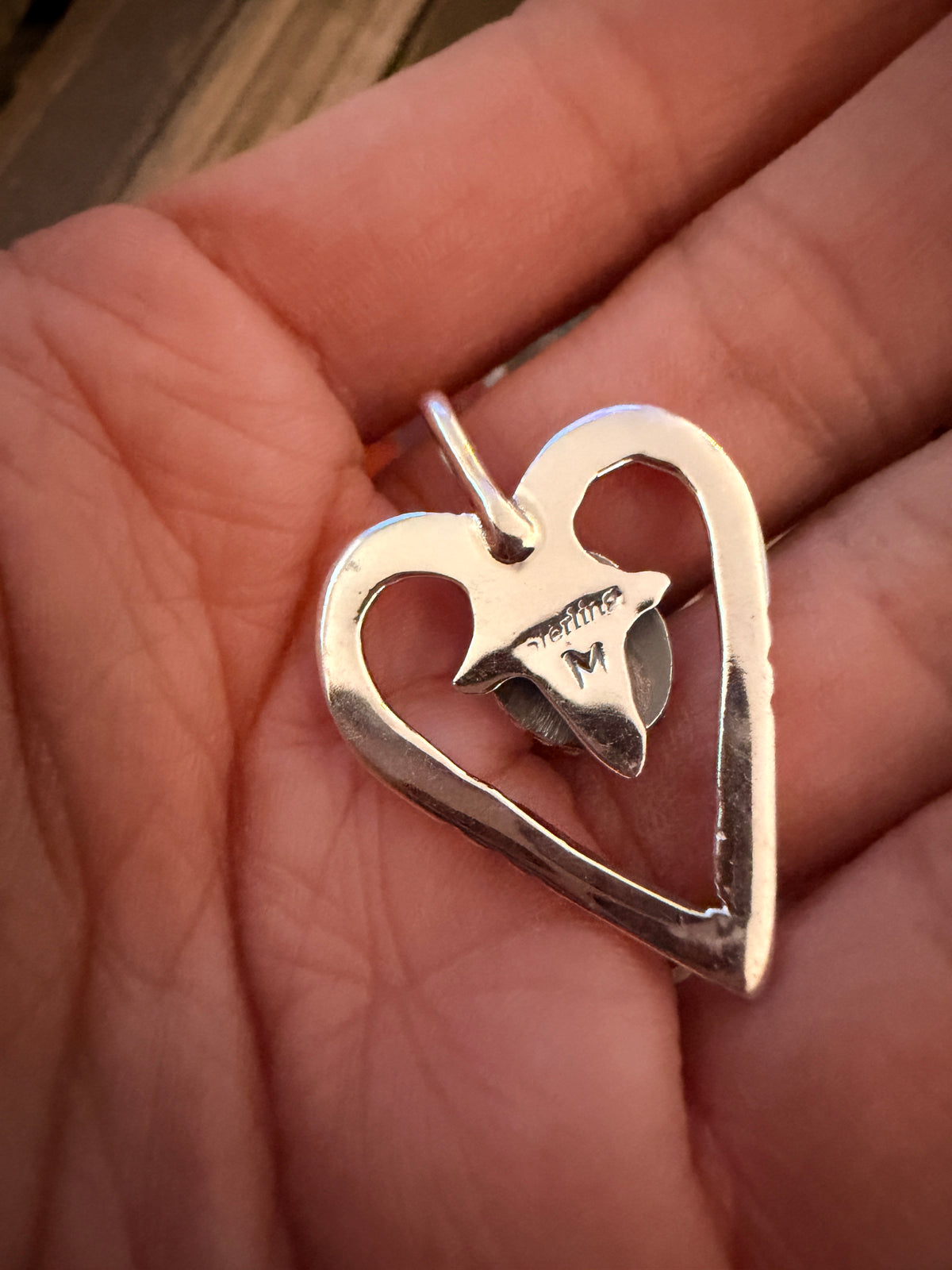 Handcrafted Sterling Silver & Blue Opal Heart Pendant by Joseph Martinez