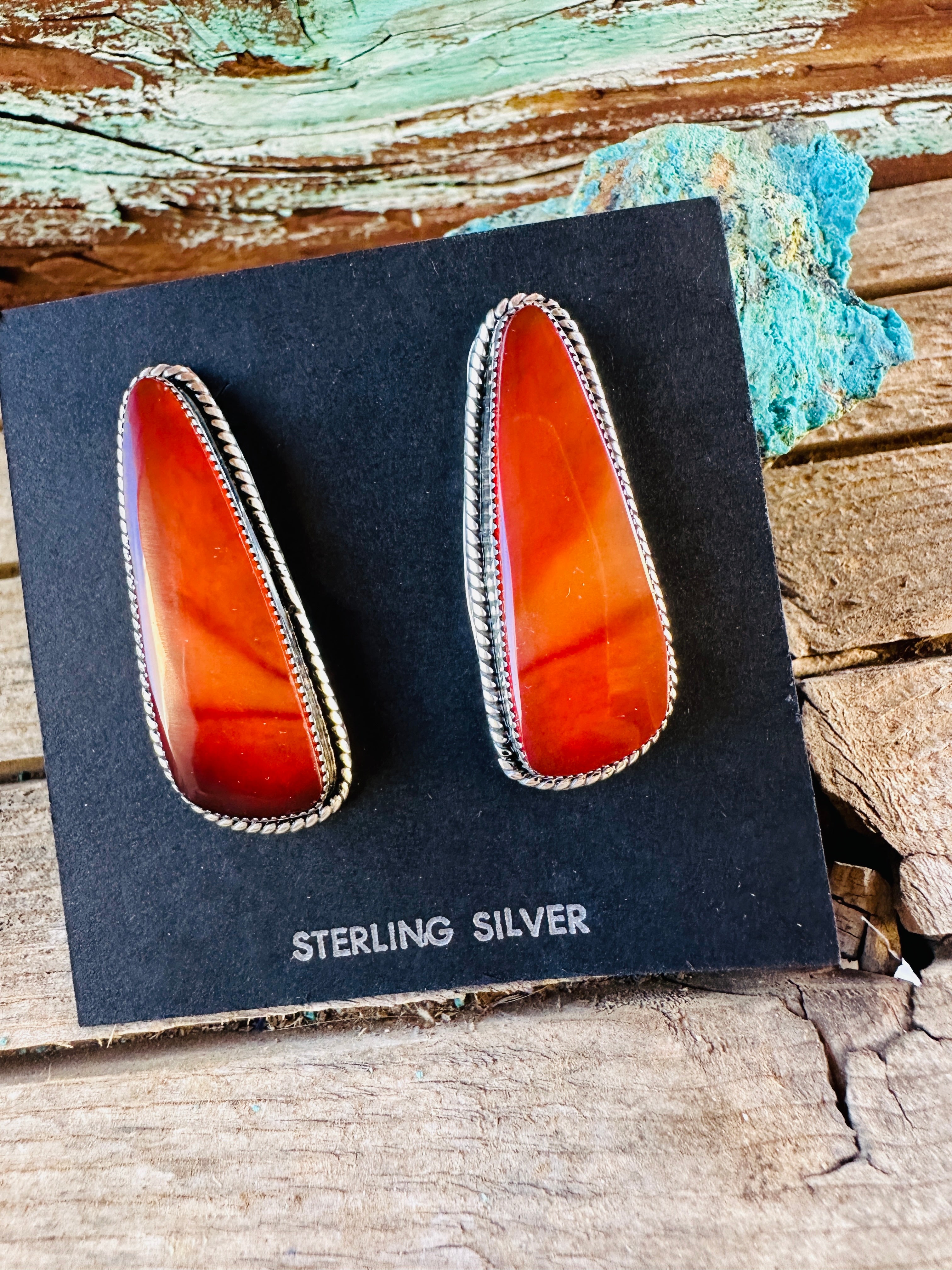 Handcrafted Carnelian & Sterling Silver Dangle Earrings