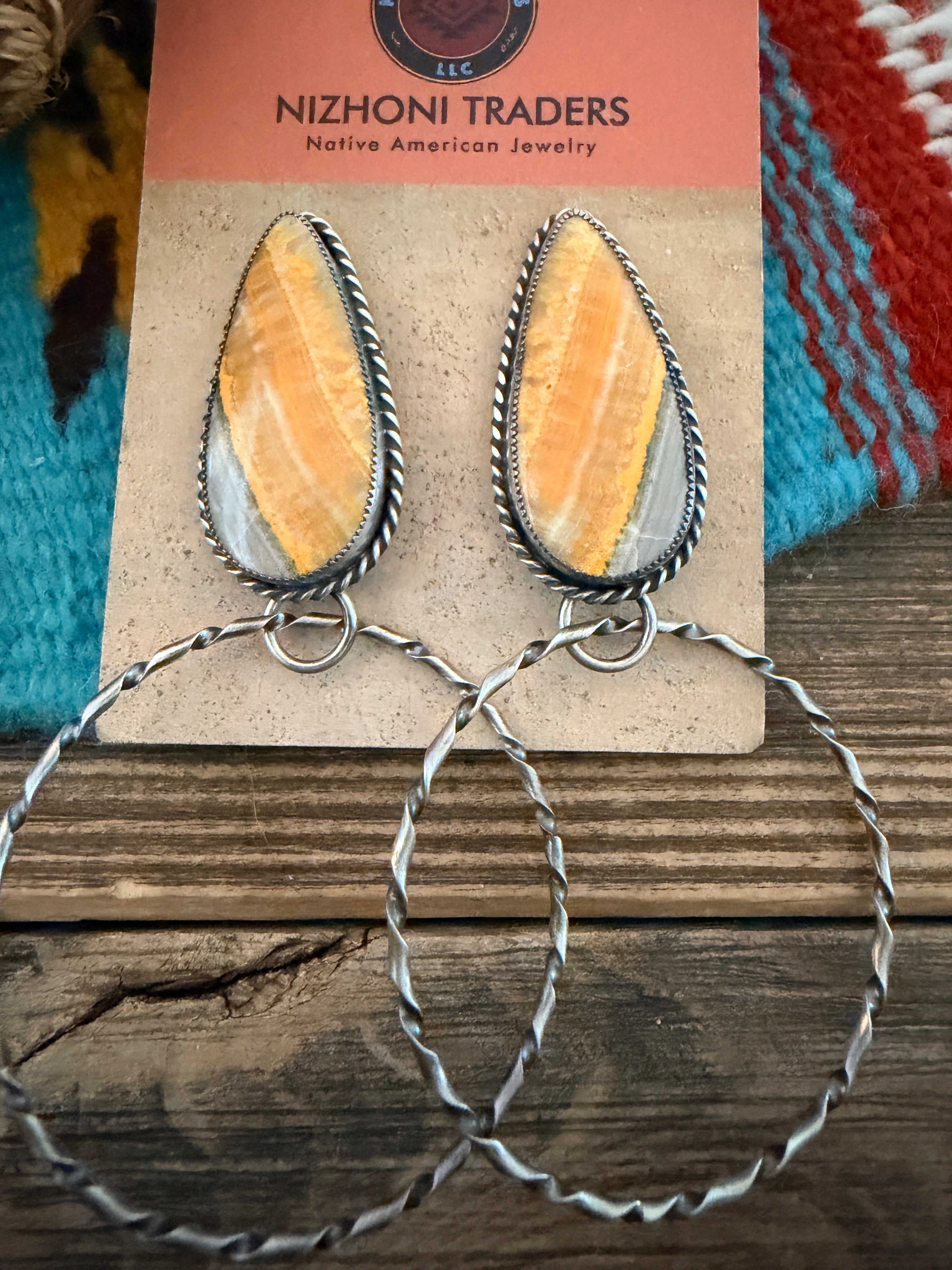 Handcrafted Bumblebee & Sterling Silver Hoop Earrings