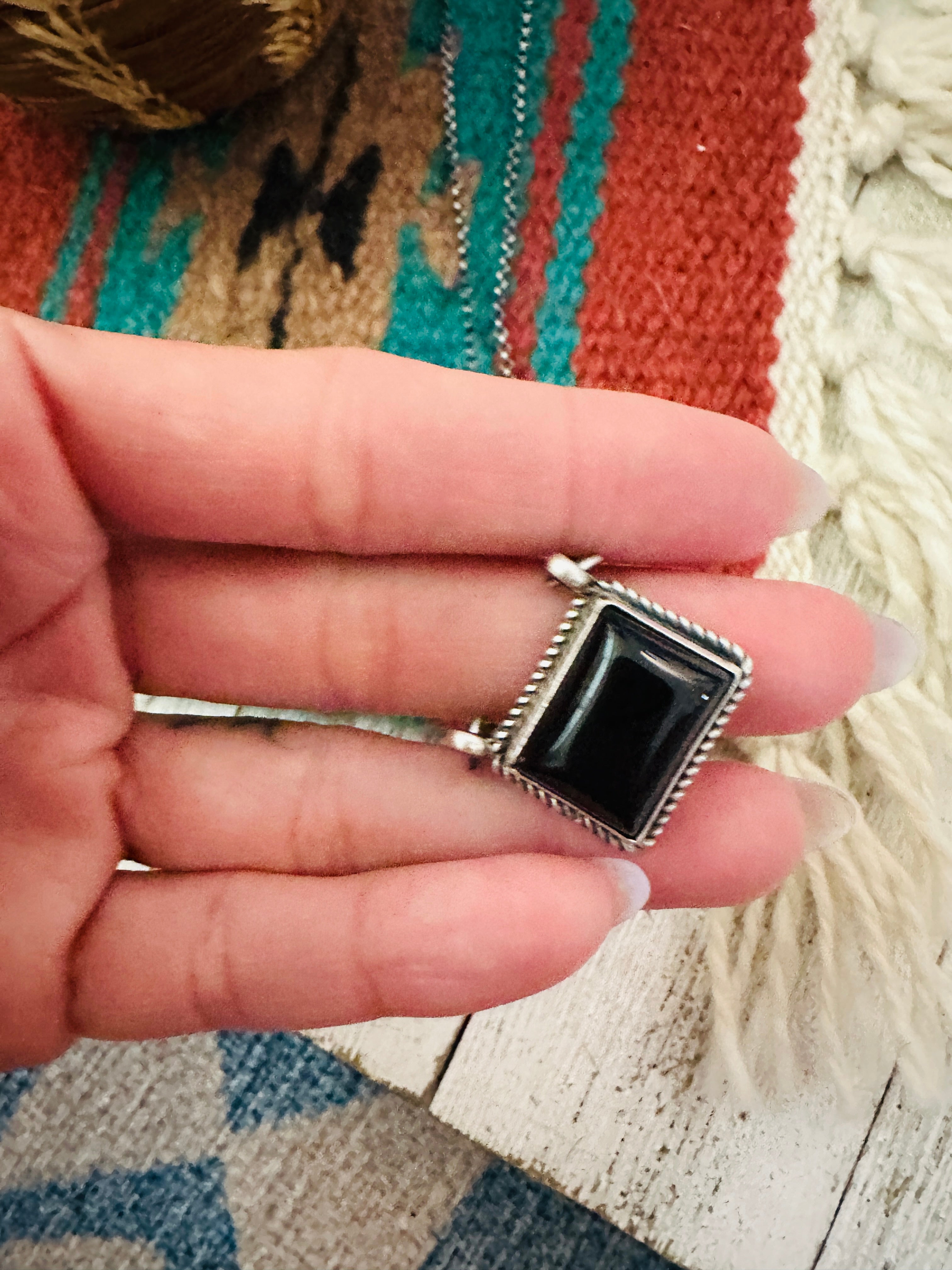 Handcrafted Black Onyx & Sterling Silver Link Chain Necklace