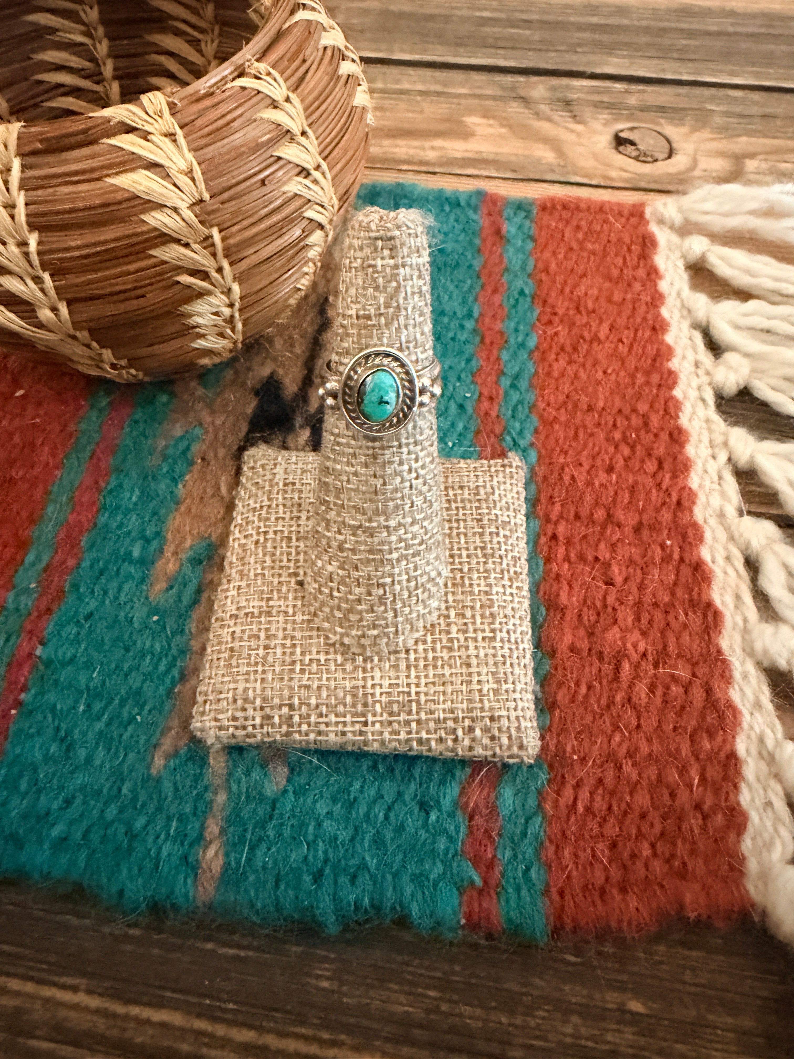 Handcrafted Turquoise & Sterling Silver Ring Size 5.25