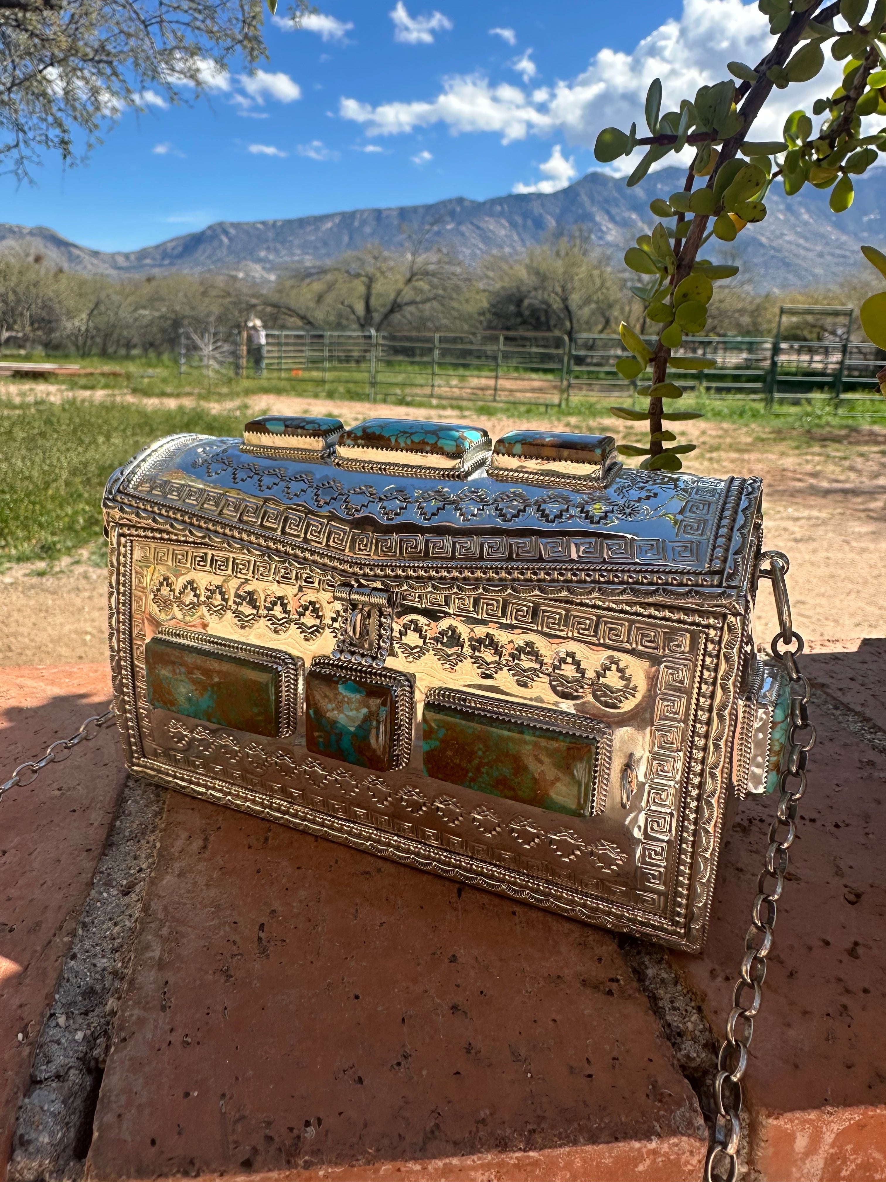Handcrafted Sterling Silver and Royston Turquoise Purse by Wilford Begay