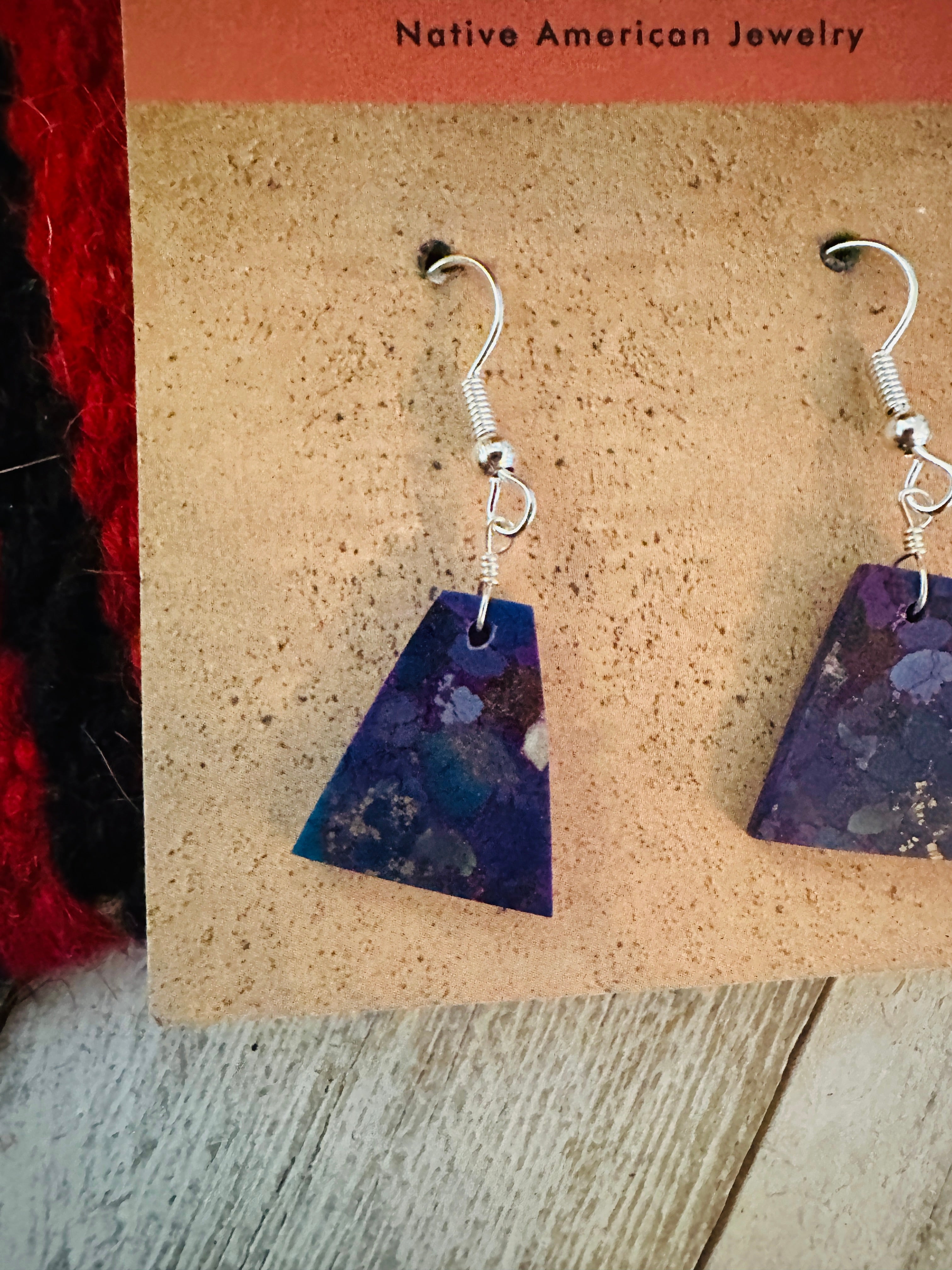Handcrafted Sterling Silver & Purple Mojave Slab Dangle Earrings