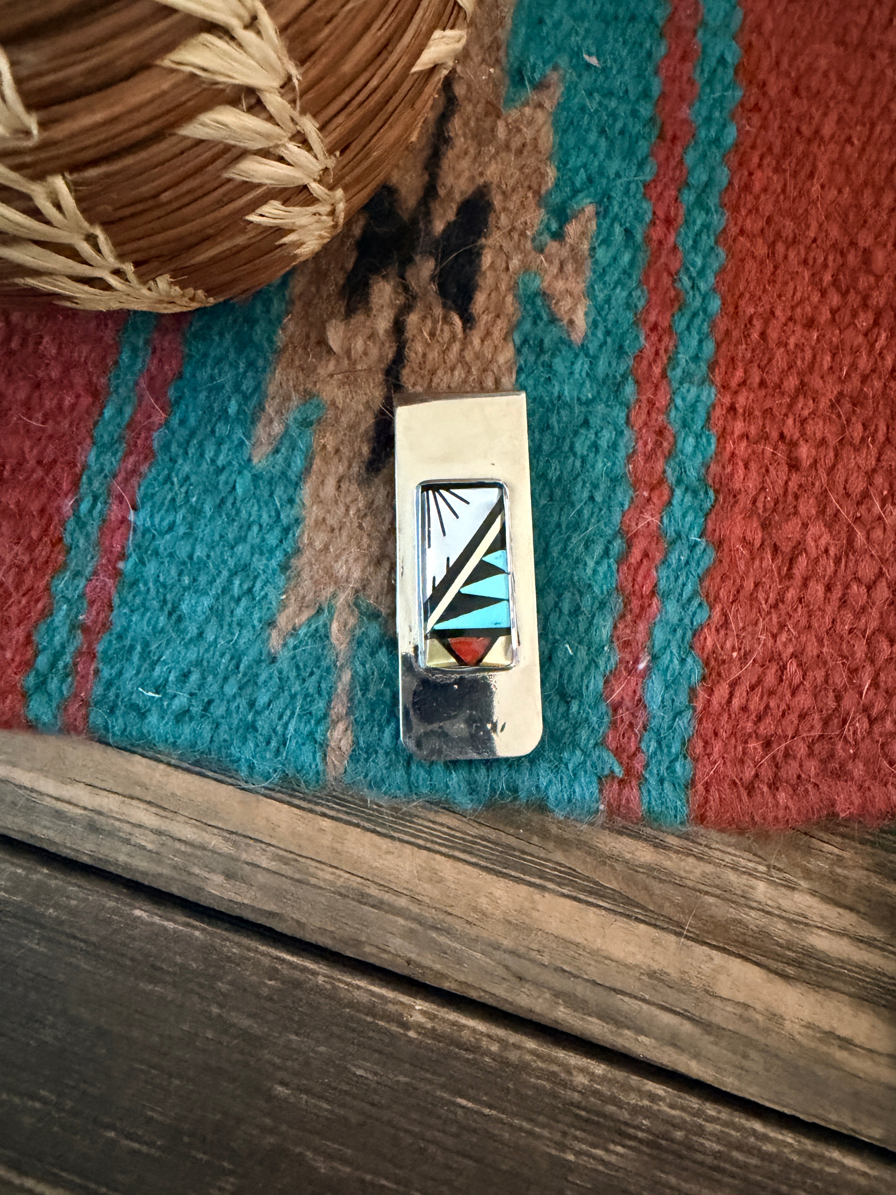 Handcrafted Multi Stone & Sterling Silver Inlay Money Clip