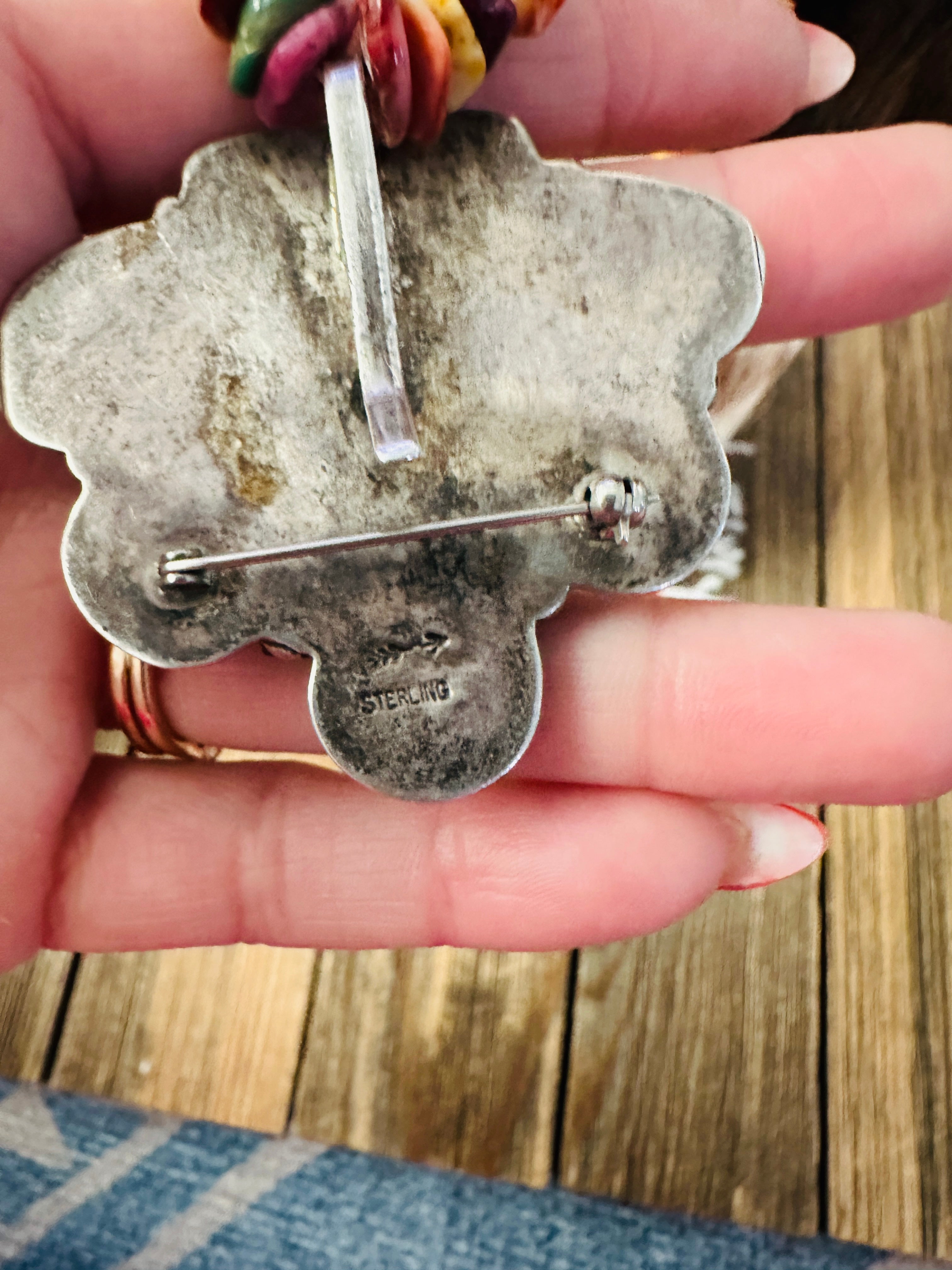 Old Pawn Vintage Handcrafted Multi Stone & Sterling Silver Beaded Necklace