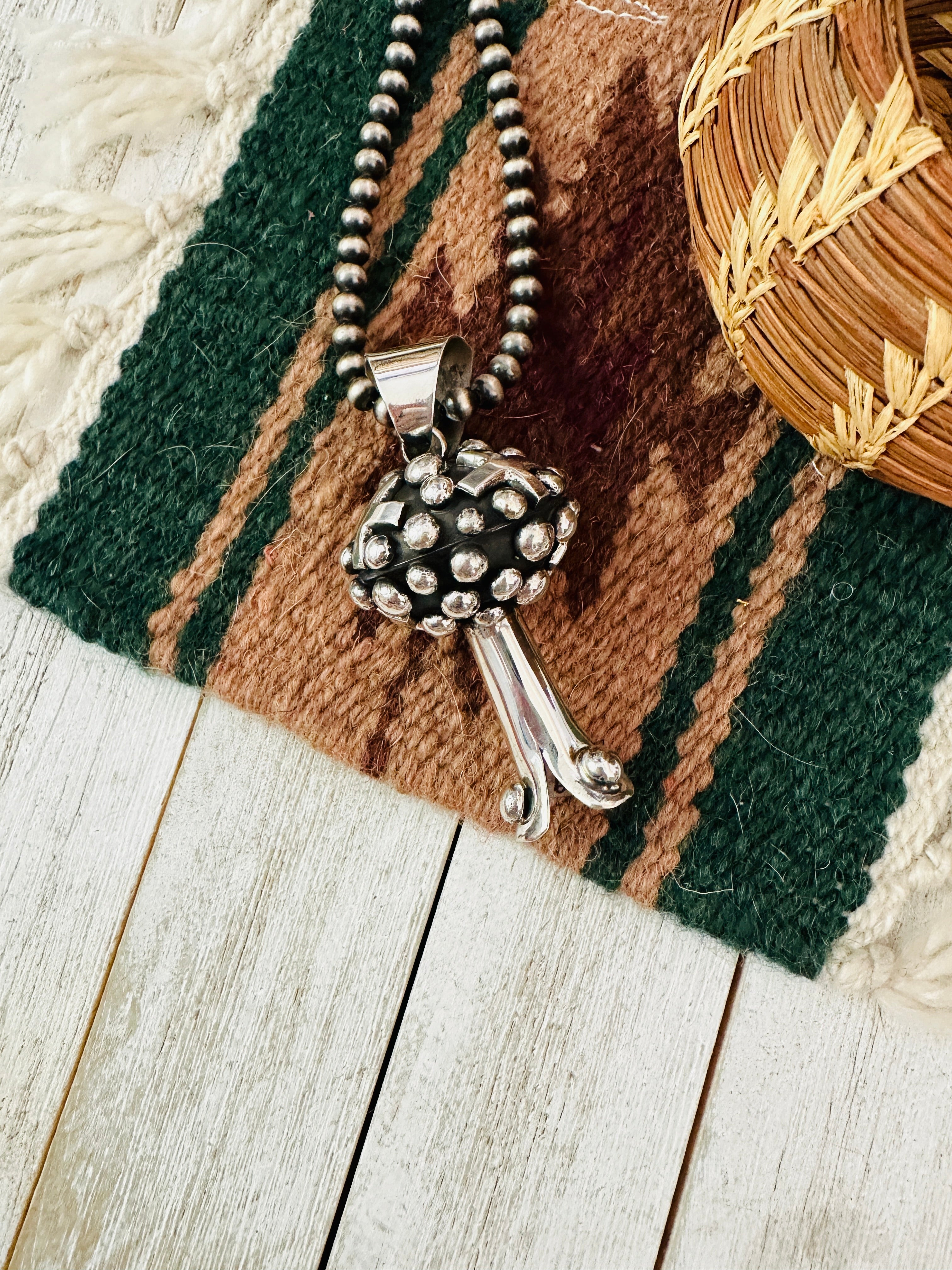 Navajo Sterling Silver Cross Blossom Pendant by Chimney Butte